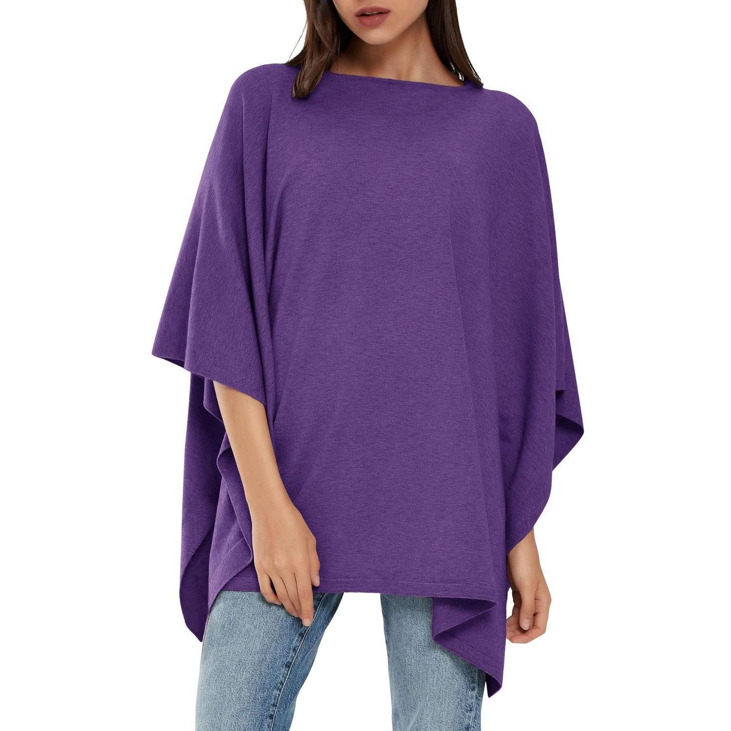 LuxusKollektion Poncho Damen Poncho Pullover Violett (1-St)