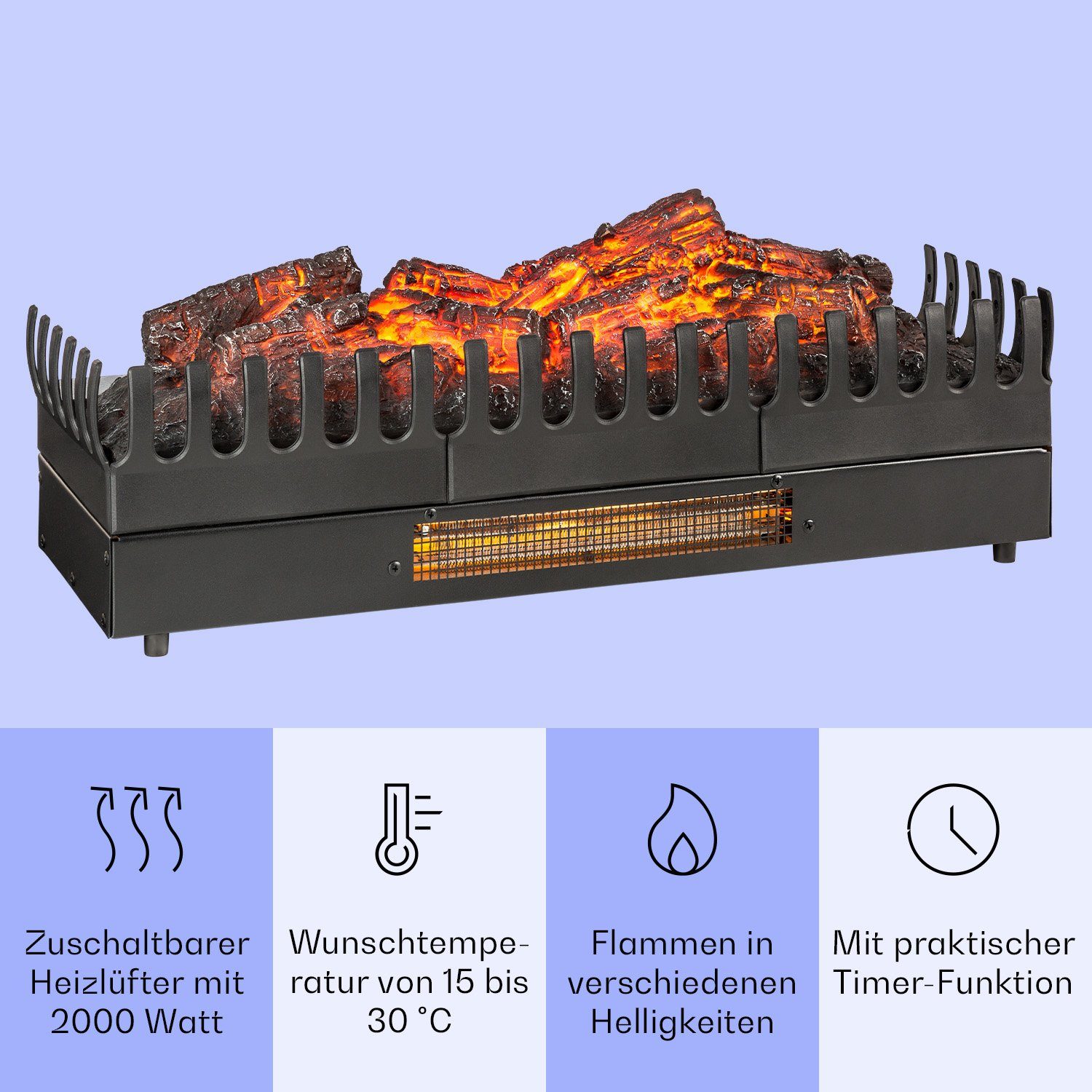 Klarstein Elektrokamin Kamini Heizfunktion Kamin Heizlüfter elektrischer FXL, elektrischer mit Kaminofen