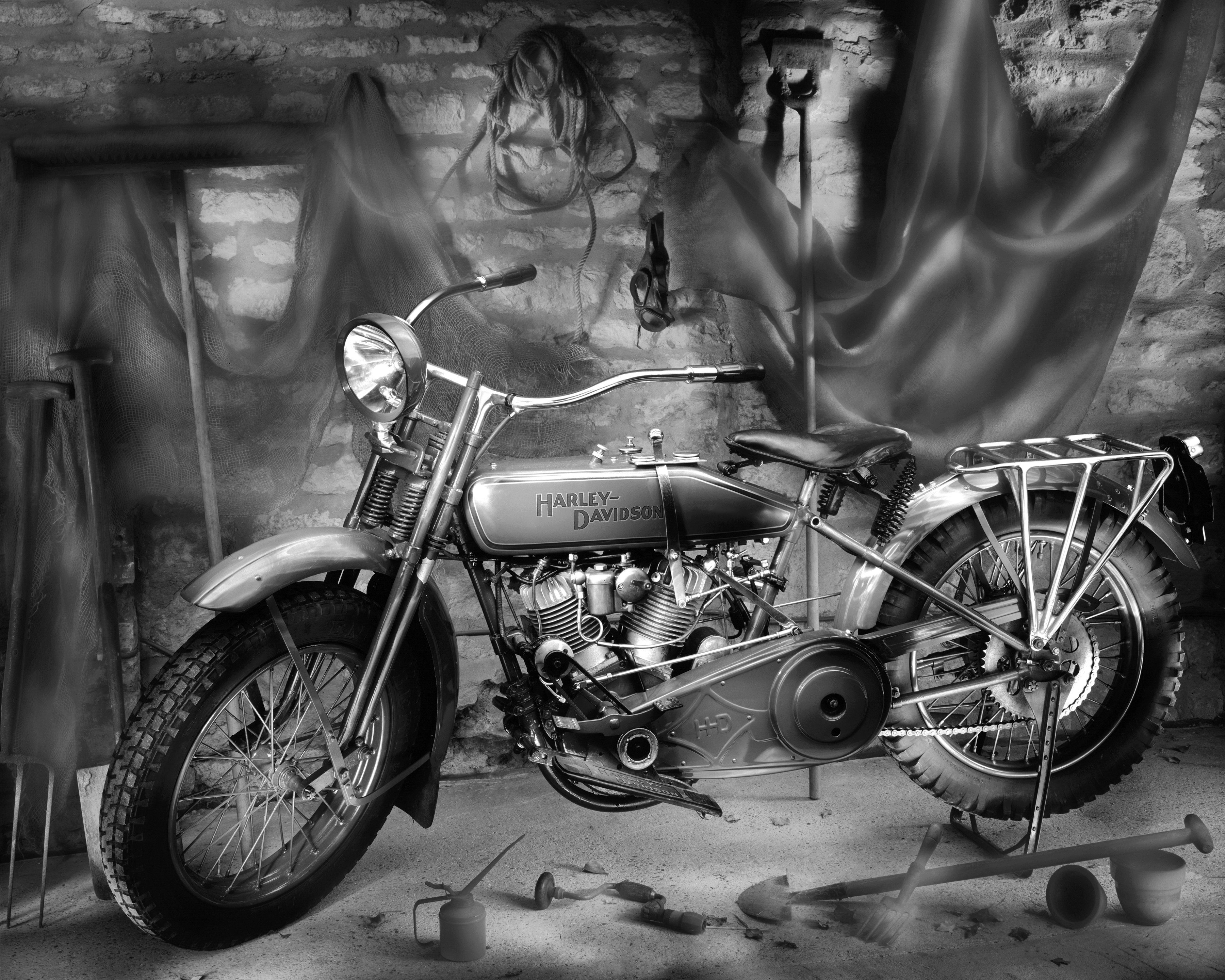Papermoon Fototapete Motorrad Schwarz Weiß &