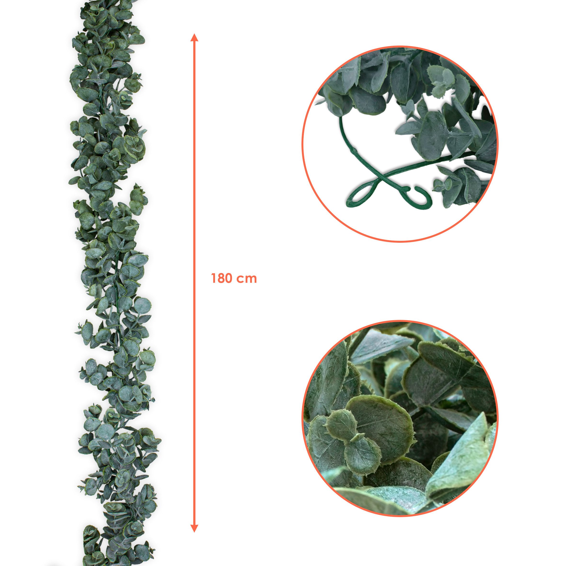 Kunstgirlande Künstliche Eukalyptus Deko Girlande grün white washed - 180 c günstig online kaufen