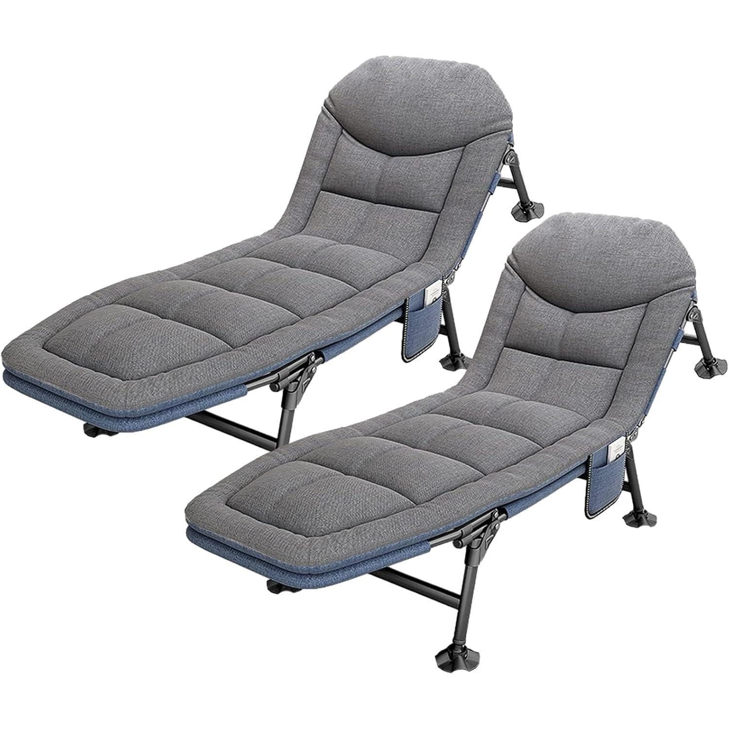 Campingliege Liegestuhl Klappbar Sonnenliege Gartenliege Campingliege Grau-2pcs