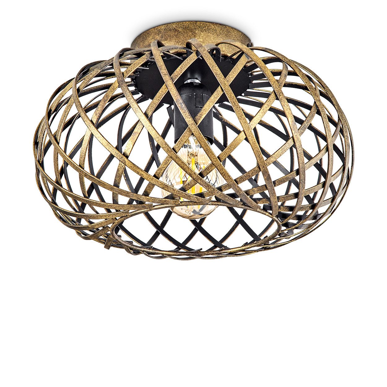 hofstein Deckenleuchte »Aidone« Deckenlampe aus Metall in Gold-antik/Schwar günstig online kaufen