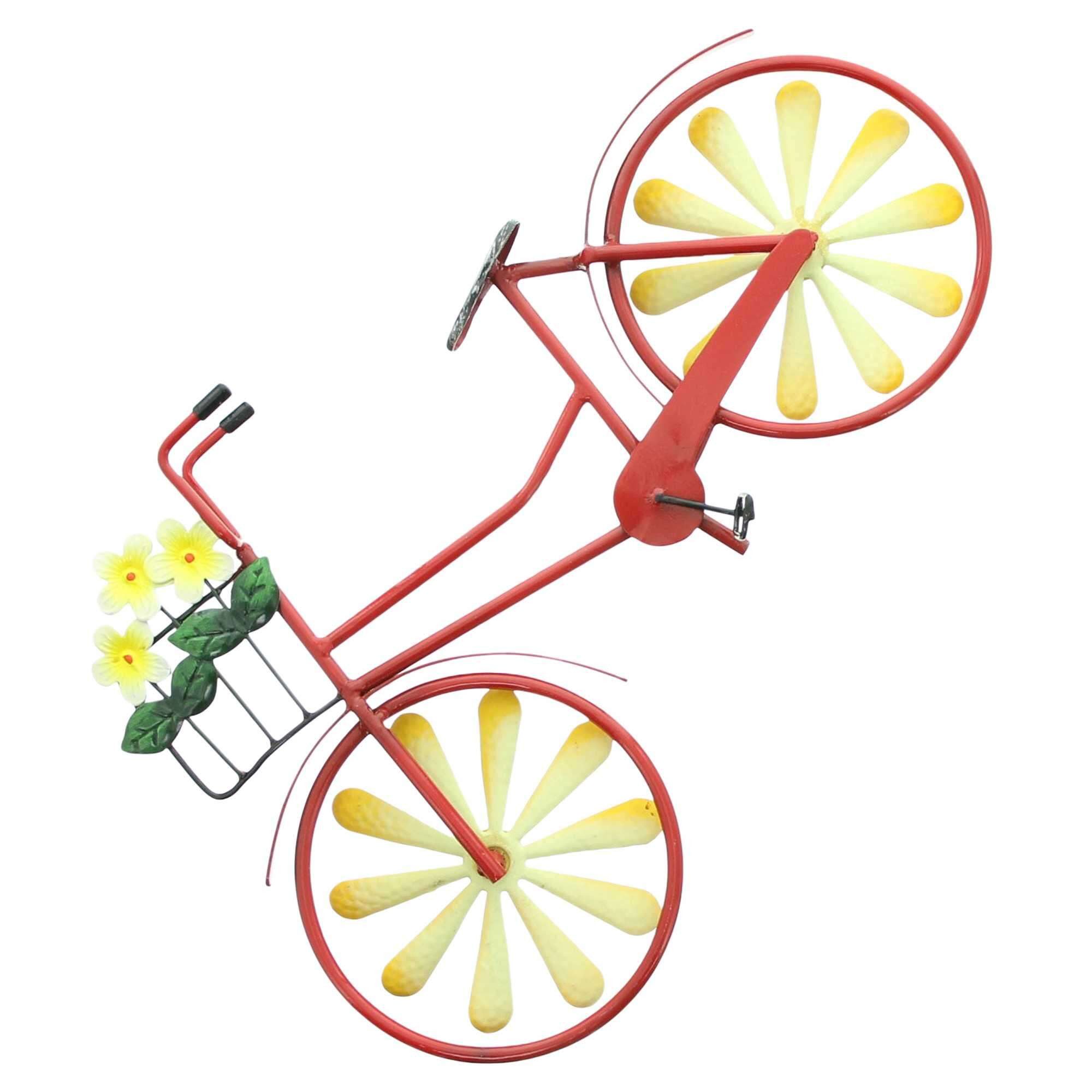 Dekoleidenschaft Gartenstecker "Fahrrad" aus Metall bunt fluoreszierend, Dekostecker groß, Gartendeko 42 x 117 cm hoch, Outdoor Deko Stecker, Metalldeko für Außen