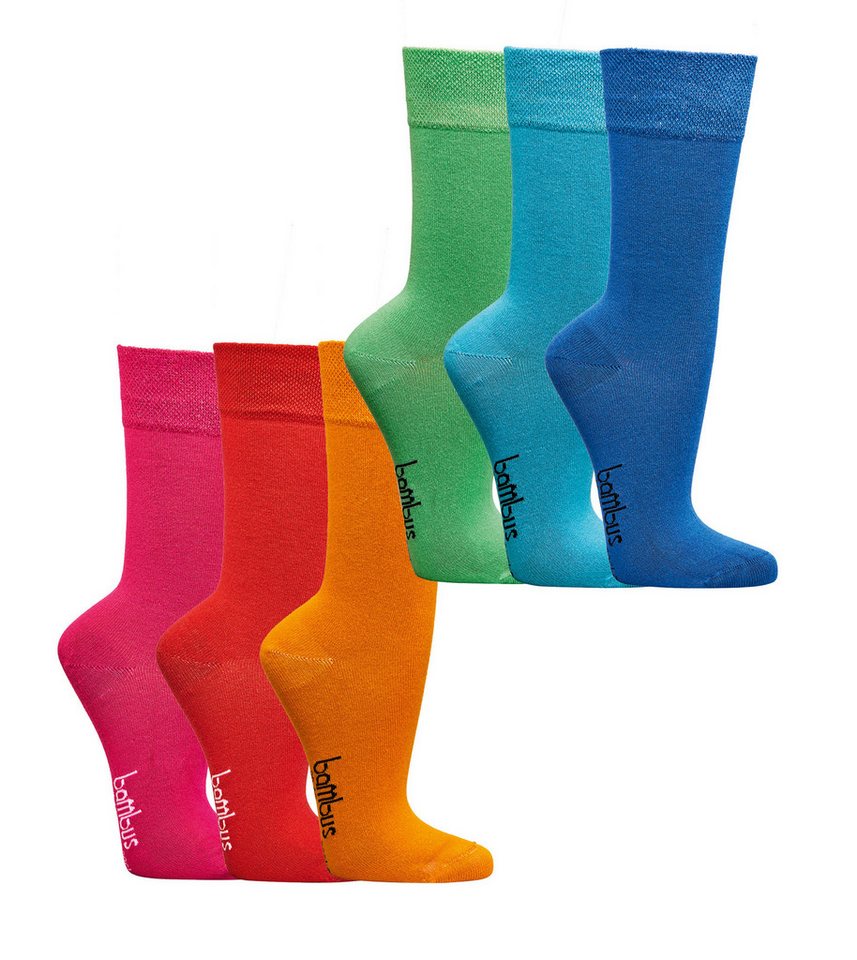 FussFreunde Komfortsocken 6 Paar bunte Bambus Socken SUPERWEICH farbig sortiert, Damen & Herren (6 Paar)