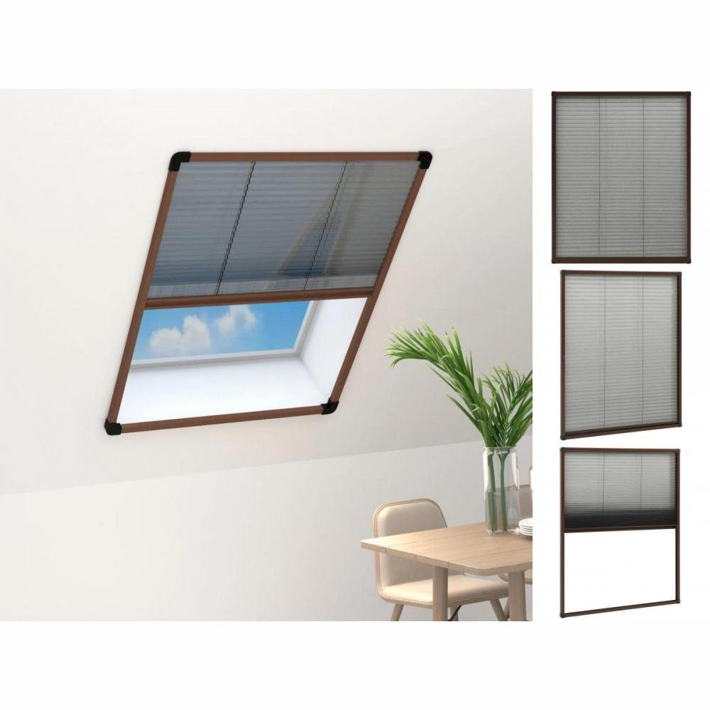 vidaXL Insektenschutz-Vorhang Insektenschutz-Plissee für Fenster Aluminium  Braun 60x80 cm