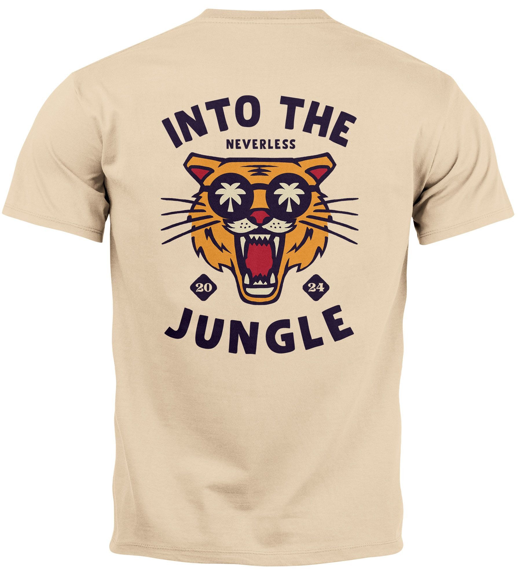 Neverless Print-Shirt Herren T-Shirt Backprint Tiger günstig online kaufen