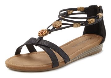 LASCANA Sandale Sandalette, Sommerschuh mit raffinierten Riemchen und Steinchen VEGAN