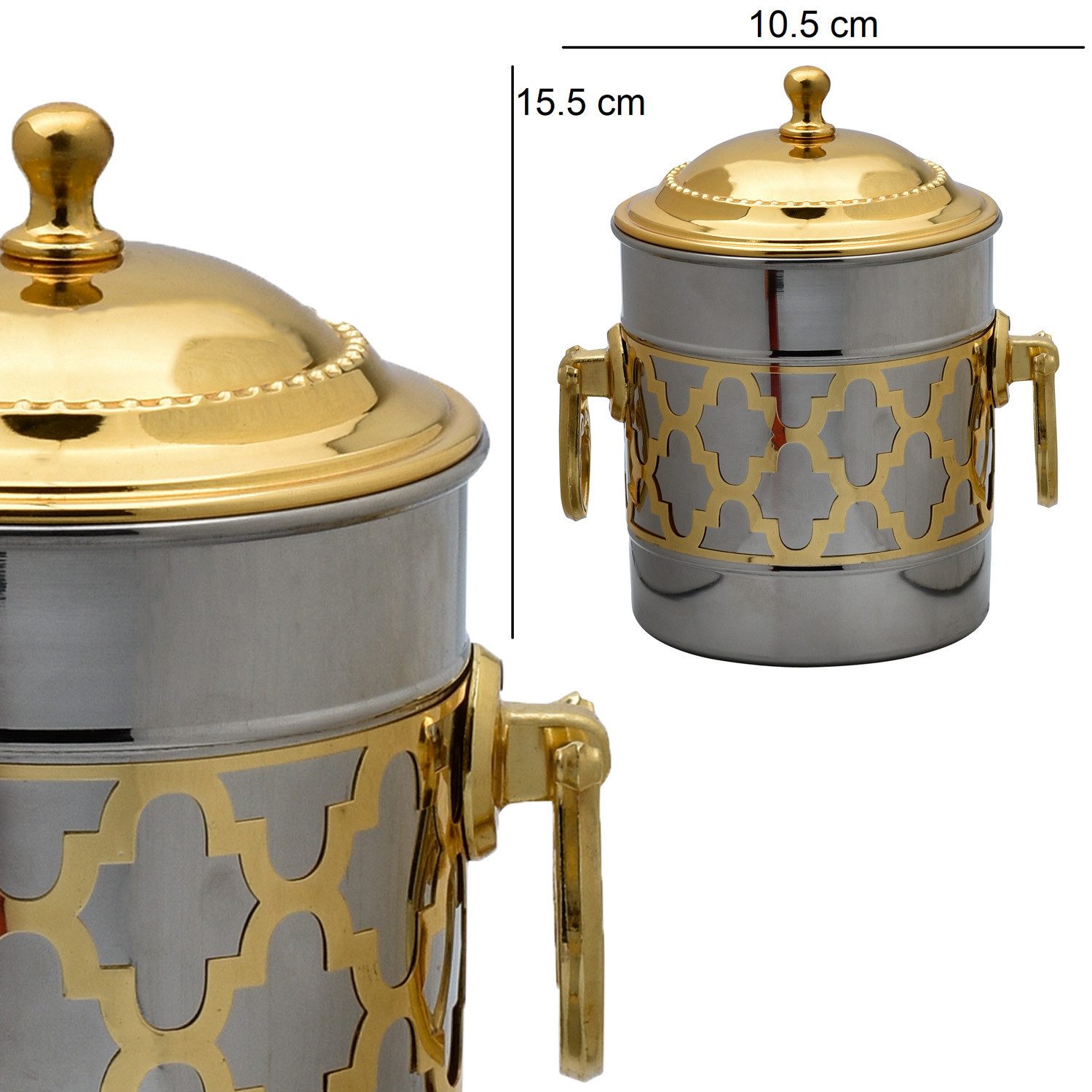 Marrakesch Orient & Mediterran Interior Zuckerdose Orientalische Zuckerdose Khadij handgefertigt aus Messing handgemacht, Edelstahl, (1-tlg), Handarbeit