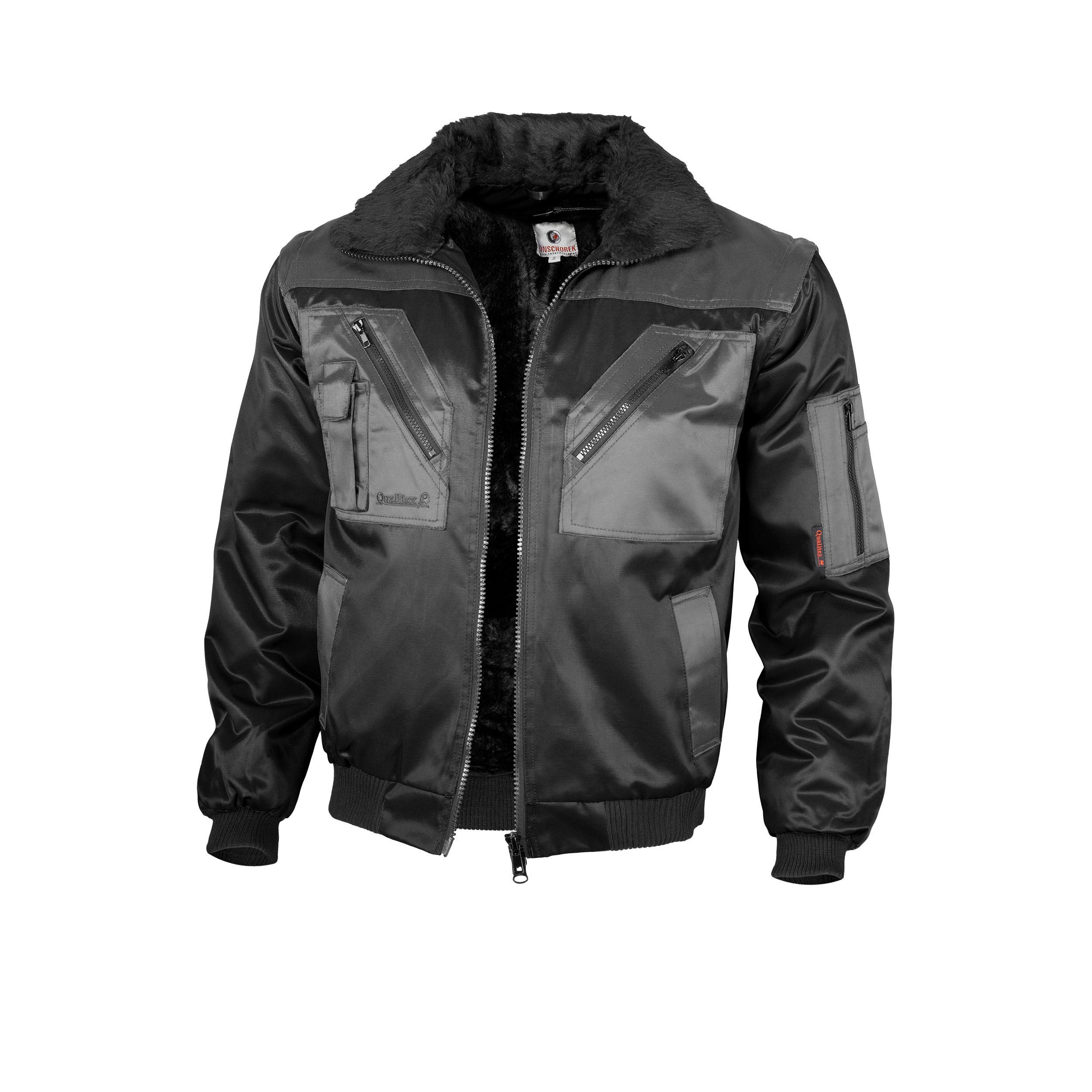 Qualitex Workwear Pilotenjacke Pilotenjacke zweifarbig schwarz/grau, günstig online kaufen