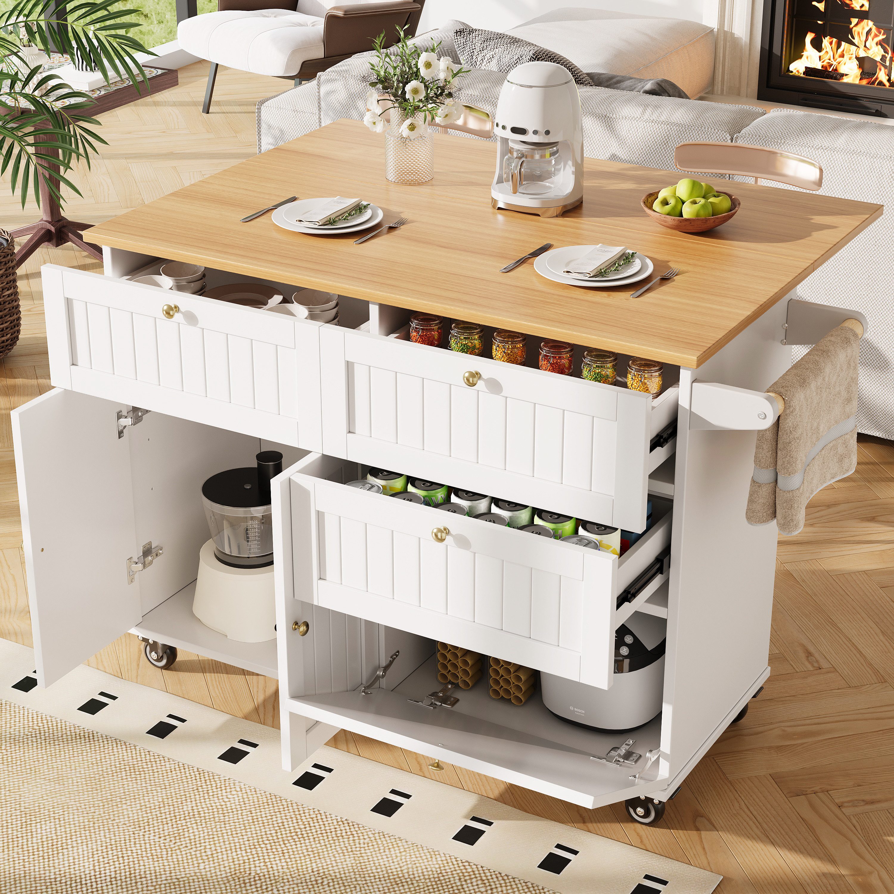 HAUSS SPOLE Küchenwagen mit Holzmaserung, Speicherraum, günstig online kaufen