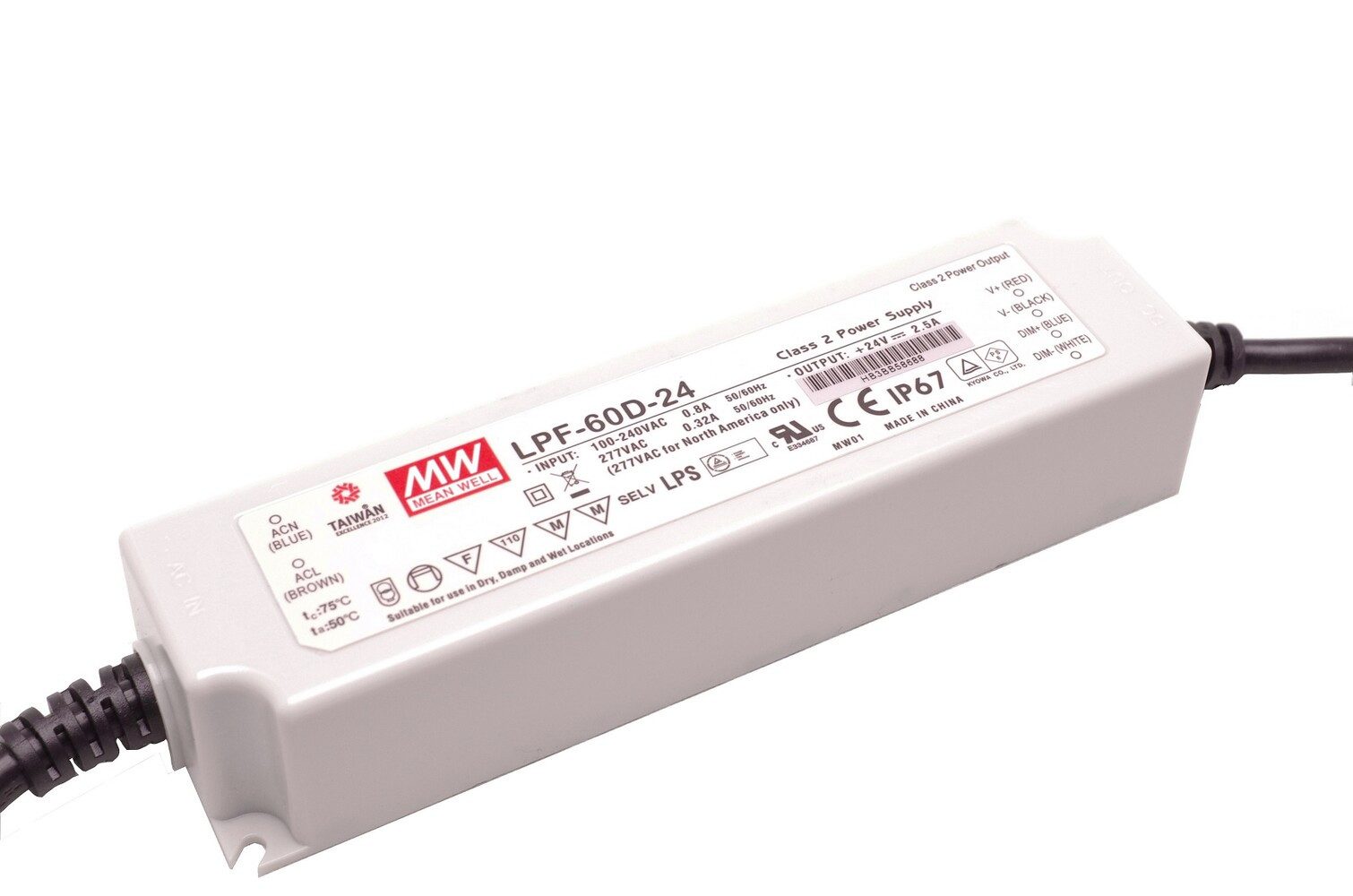 "LPF-60D-24" 24V, Kunststoff, Einbau, 60W, IP67, L162,5xH32xB40cm LED Trafo