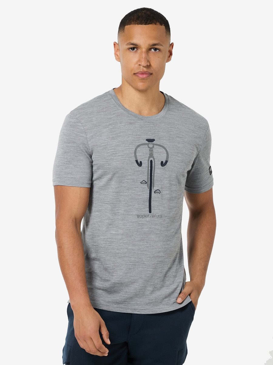 SUPER.NATURAL Print-Shirt für Herren, Merino VINTAGE BIKE TEE Bike Motivation Motiv, atmungsaktiv