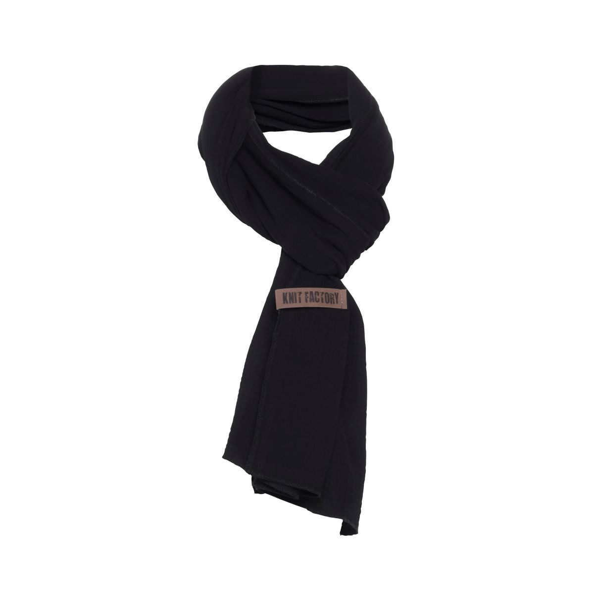 Knit Factory Schal Liv Schals 200x40 cm Glatt Schwarz, (1-St), Schal Strickschal Umhängetuch Tuch Strickware