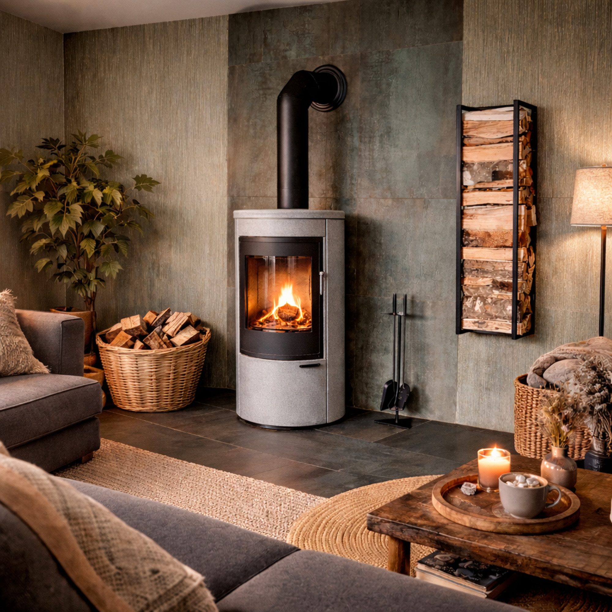 Quick Star Kaminholzregal Wandregal 25 x 25 x 90 cm, BxTxH:25x25x90 cm, Schwerlast getestet