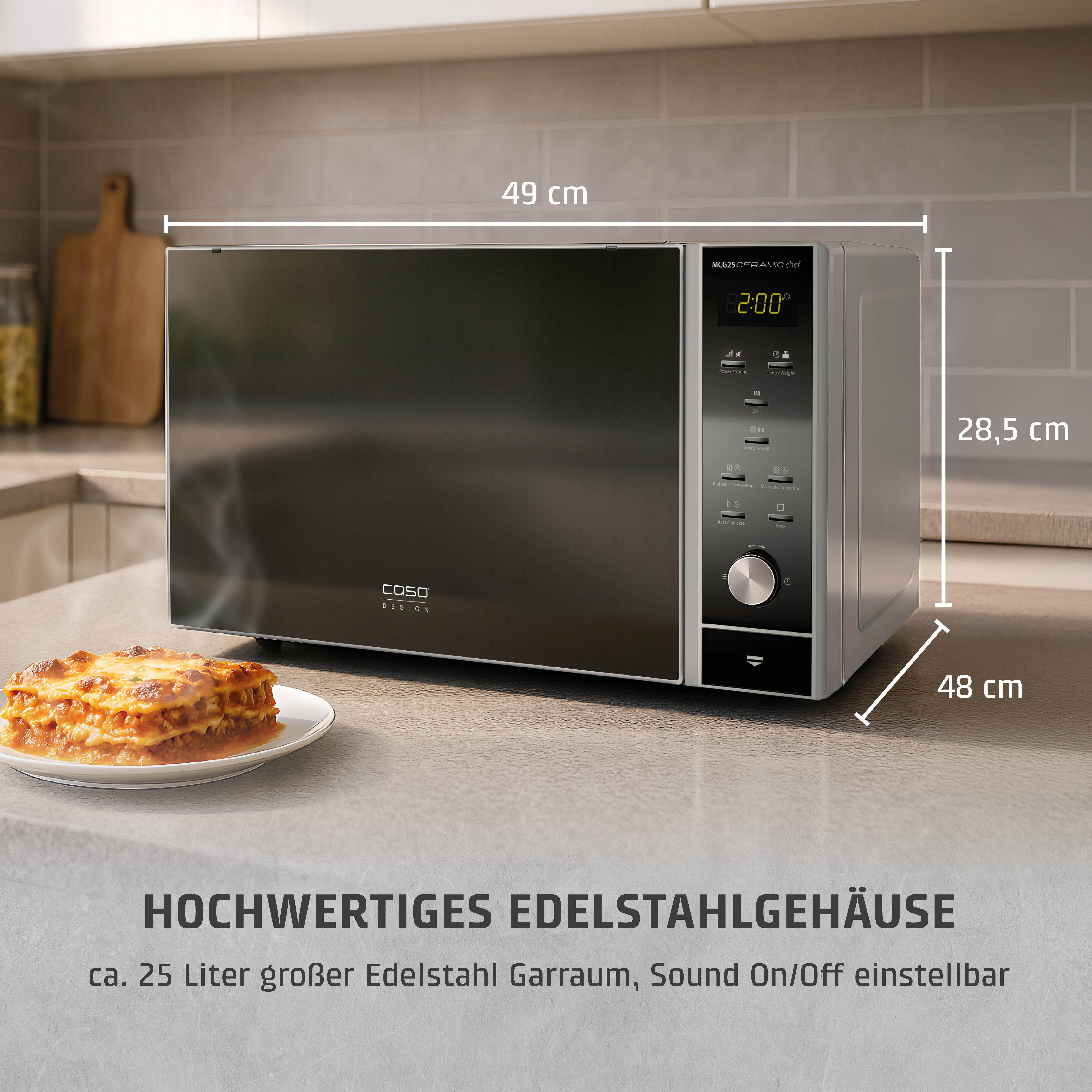 Caso Mikrowelle 3351 MCG 25 Ceramic Chef, Grill, Mikrowelle, Heißluft, 25 l
