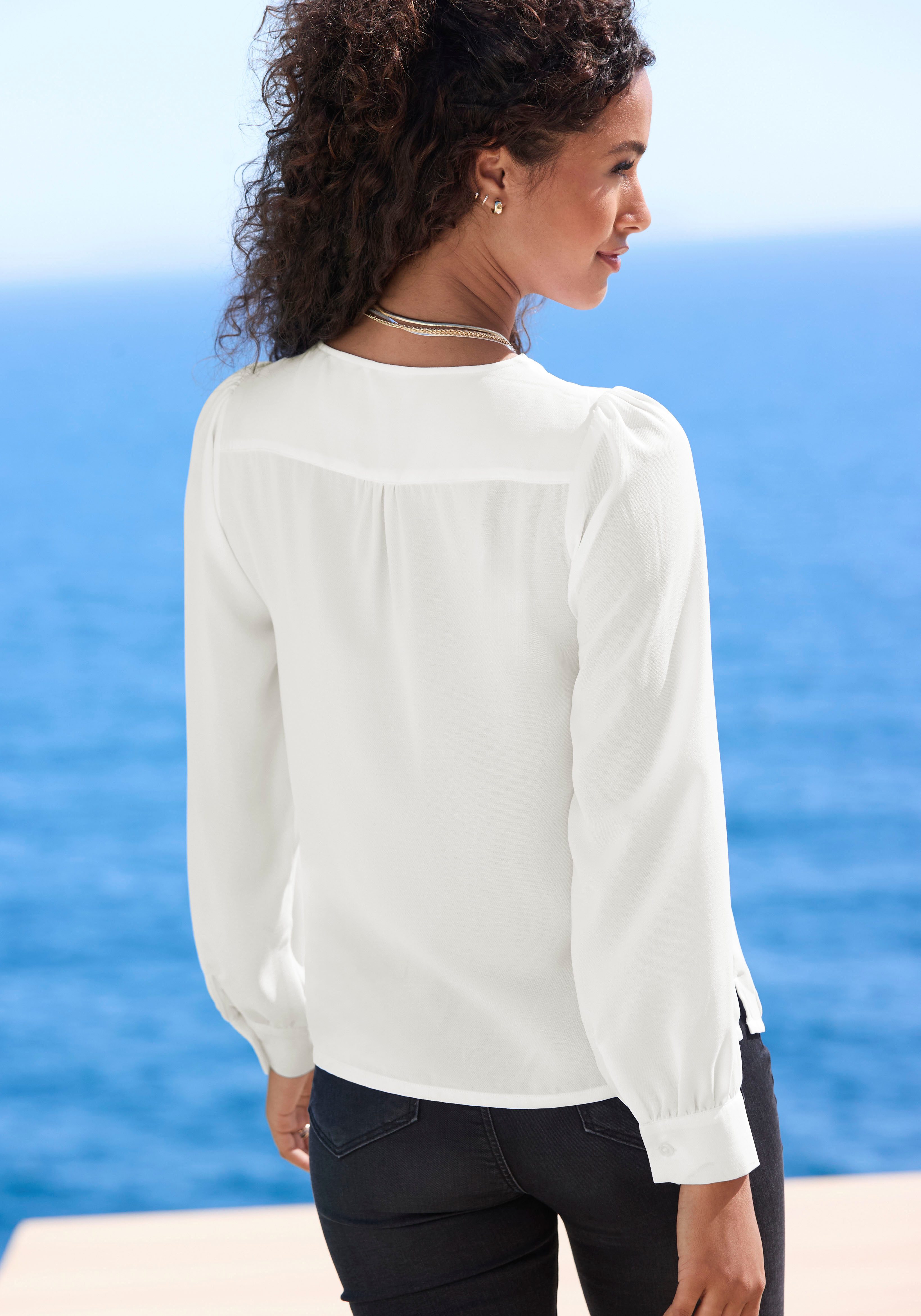 LASCANA Langarmbluse mit Reißverschlussdetail, elegante Damenbluse