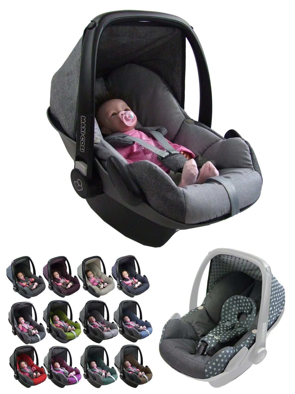 Babyschale Ersatzbezug kompatibel mit Maxi Cosi Pebble Babyschale 5-tlg