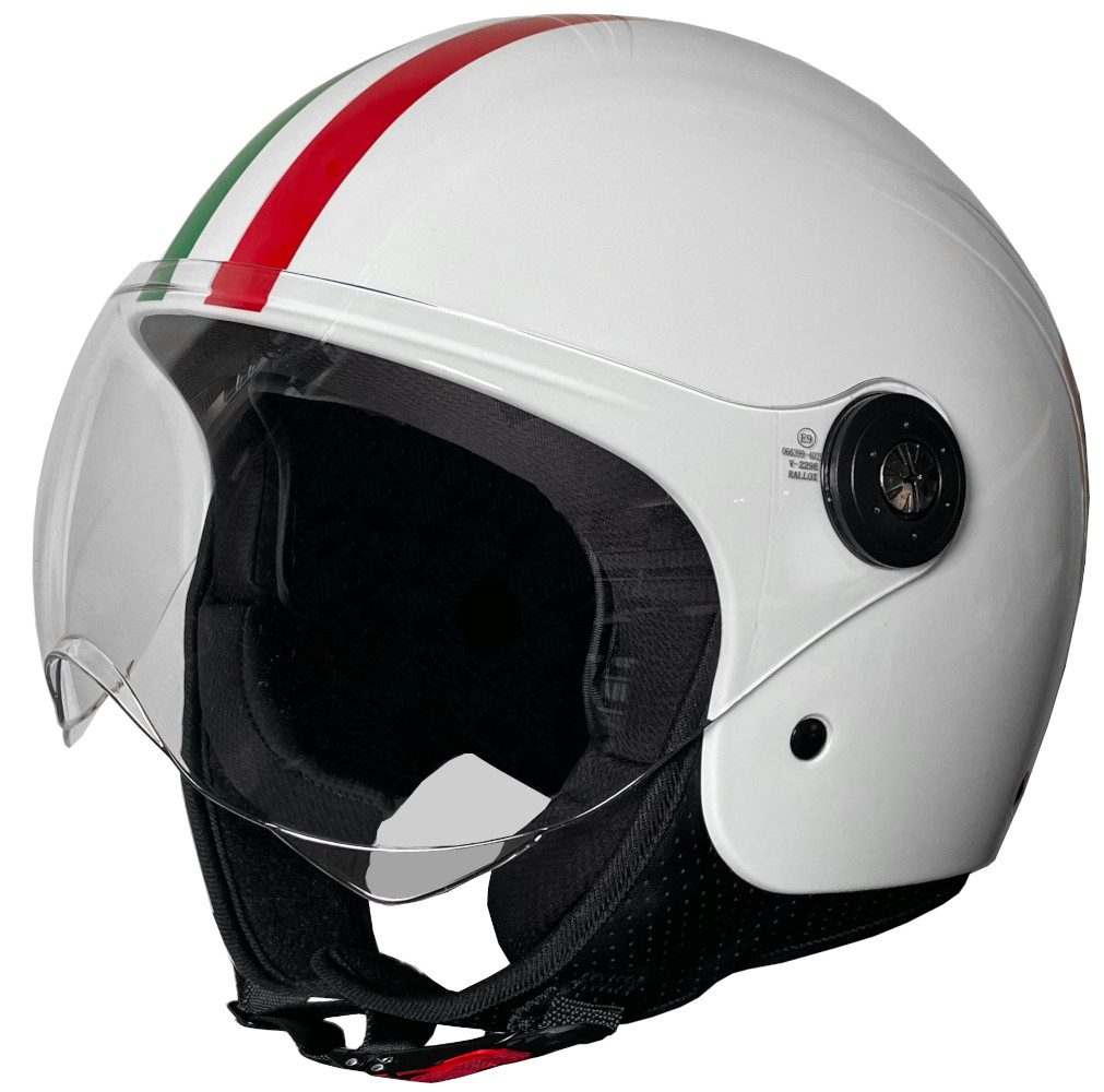 RALLOX Helmets Motorradhelm Jethelm 229 Italia weiß glanz Rollerhelm Motorradhelm S M L XL