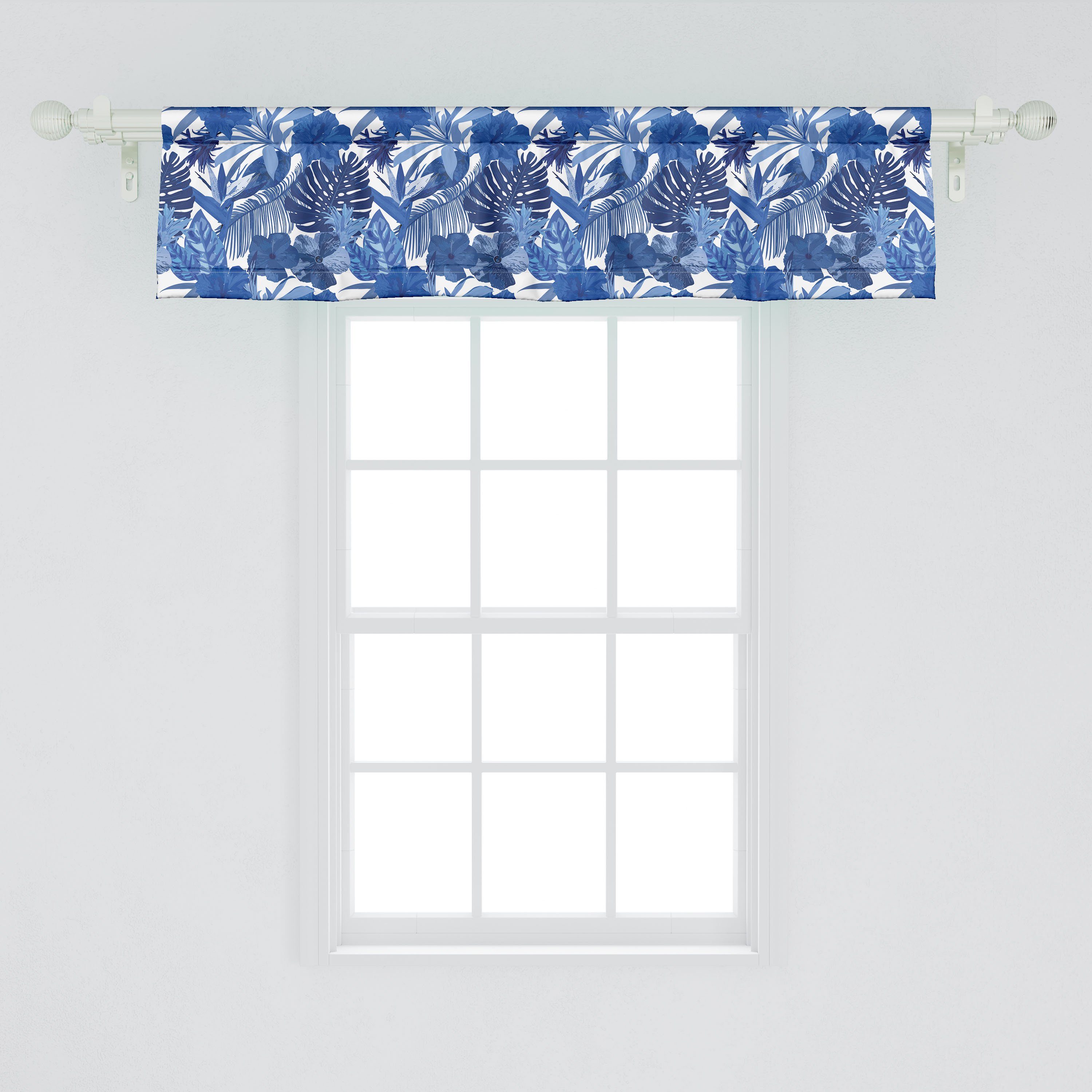 Scheibengardine Vorhang Volant für Abakuhaus, mit Blätter- Stangentasche, Schlafzimmer Philodendron Dekor Microfaser, Tropic Küche
