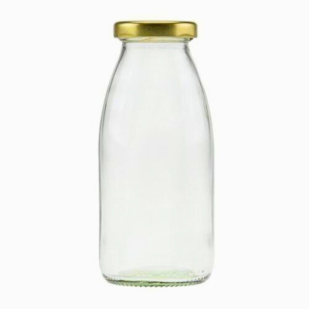 mikken Trinkflasche 4x Milchflasche 250 ml mit Schraubdeckel plus 4 Ersatzdeckel, Inhalt 250 ml, große Öffnung