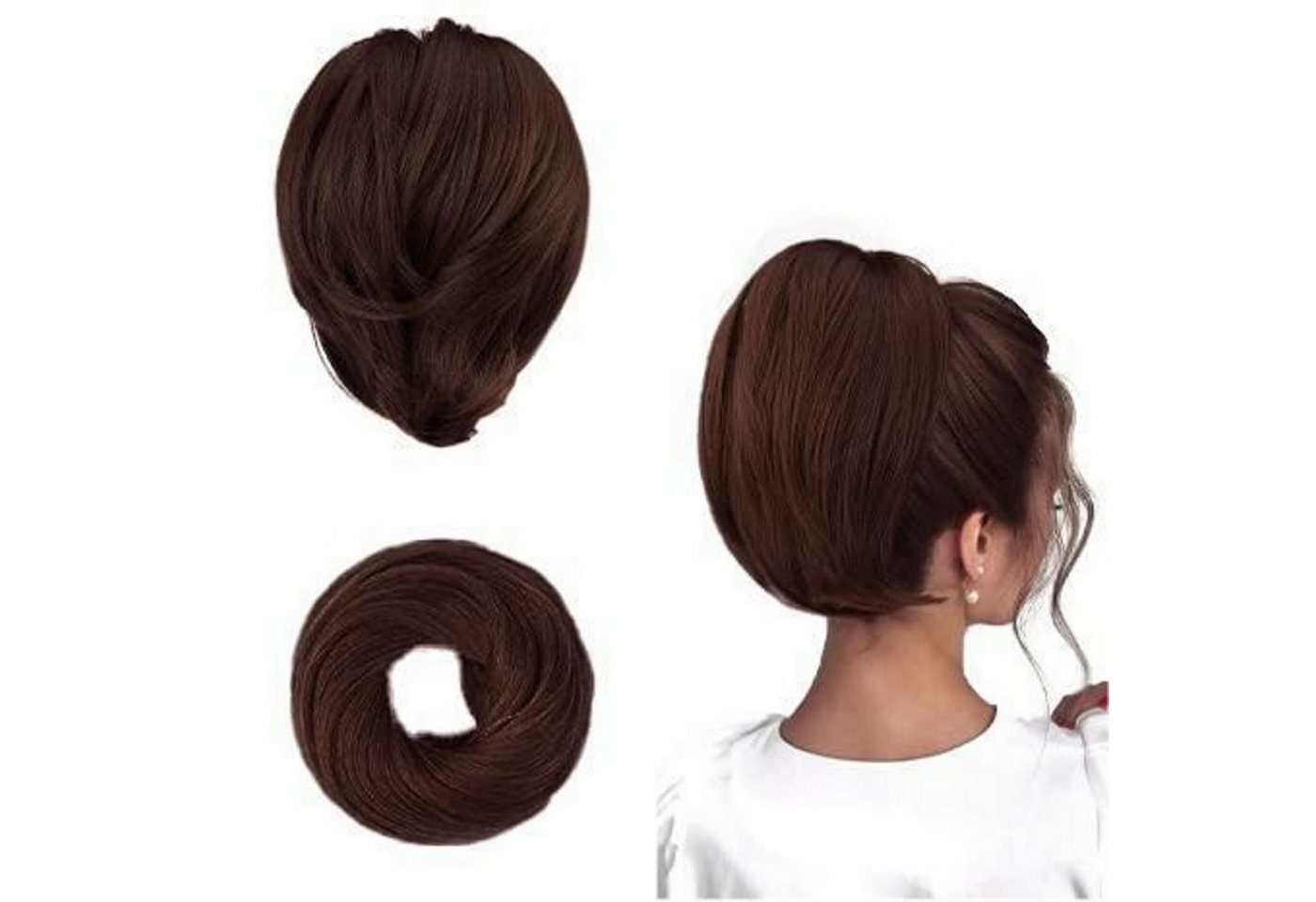 LuxusKollektion Haargummi Haarteil Pferdeschwanz Haarverlängerung Dutt Damen 20cm Dark Auburn
