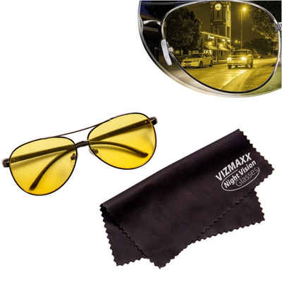 Best Direct® Brille Vizmaxx® Tag- und Nachtsicht Brille, Nachtfahrbrille mit polarisierten Gläser, Autofahrerbrille gelb