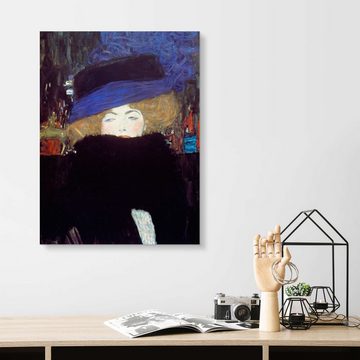 Posterlounge Forex-Bild Gustav Klimt, Frau mit Hut und Federboa, Wohnzimmer Malerei