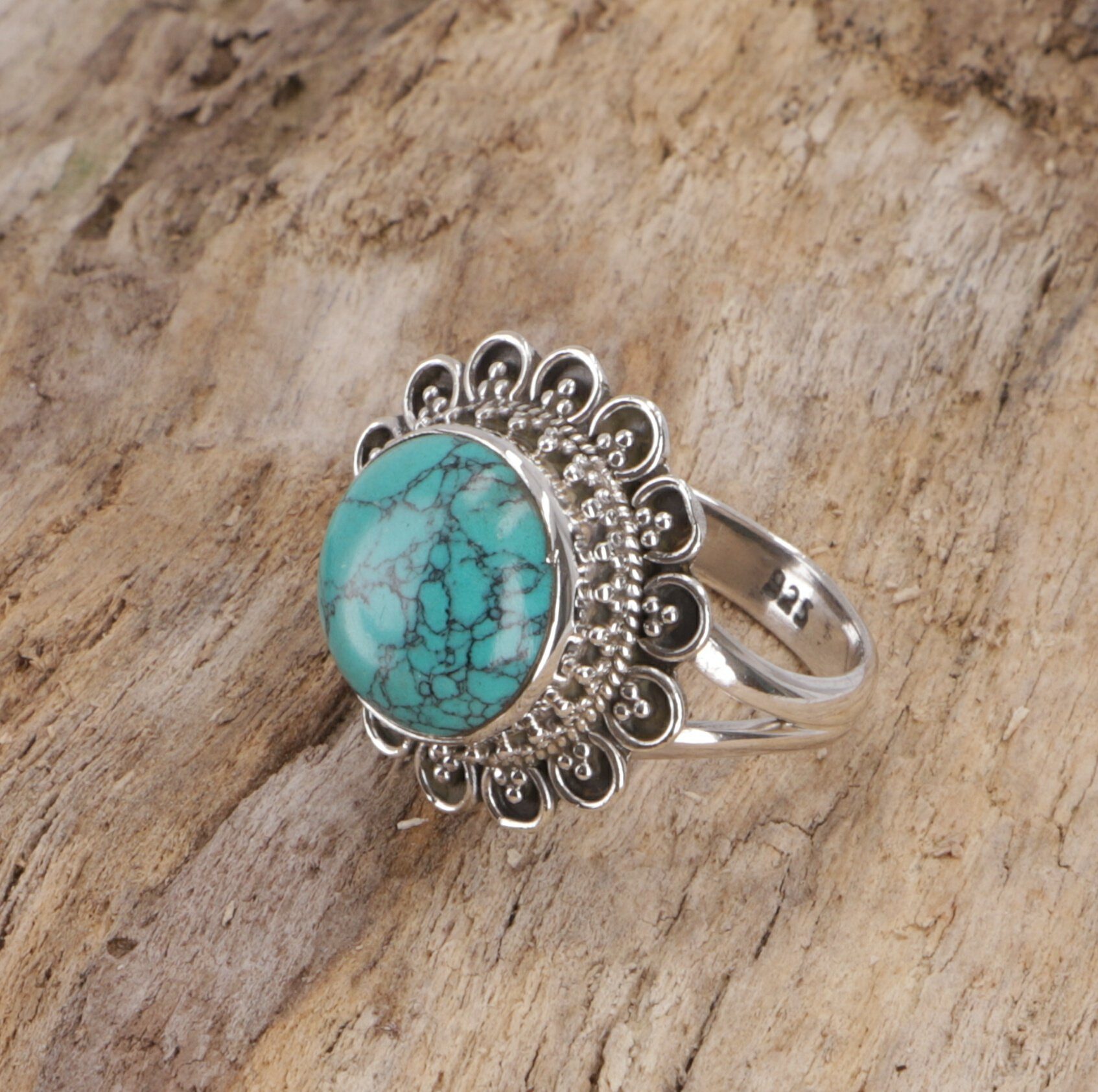 Guru-Shop Silberring Boho Silberring, großer floraler günstig online kaufen