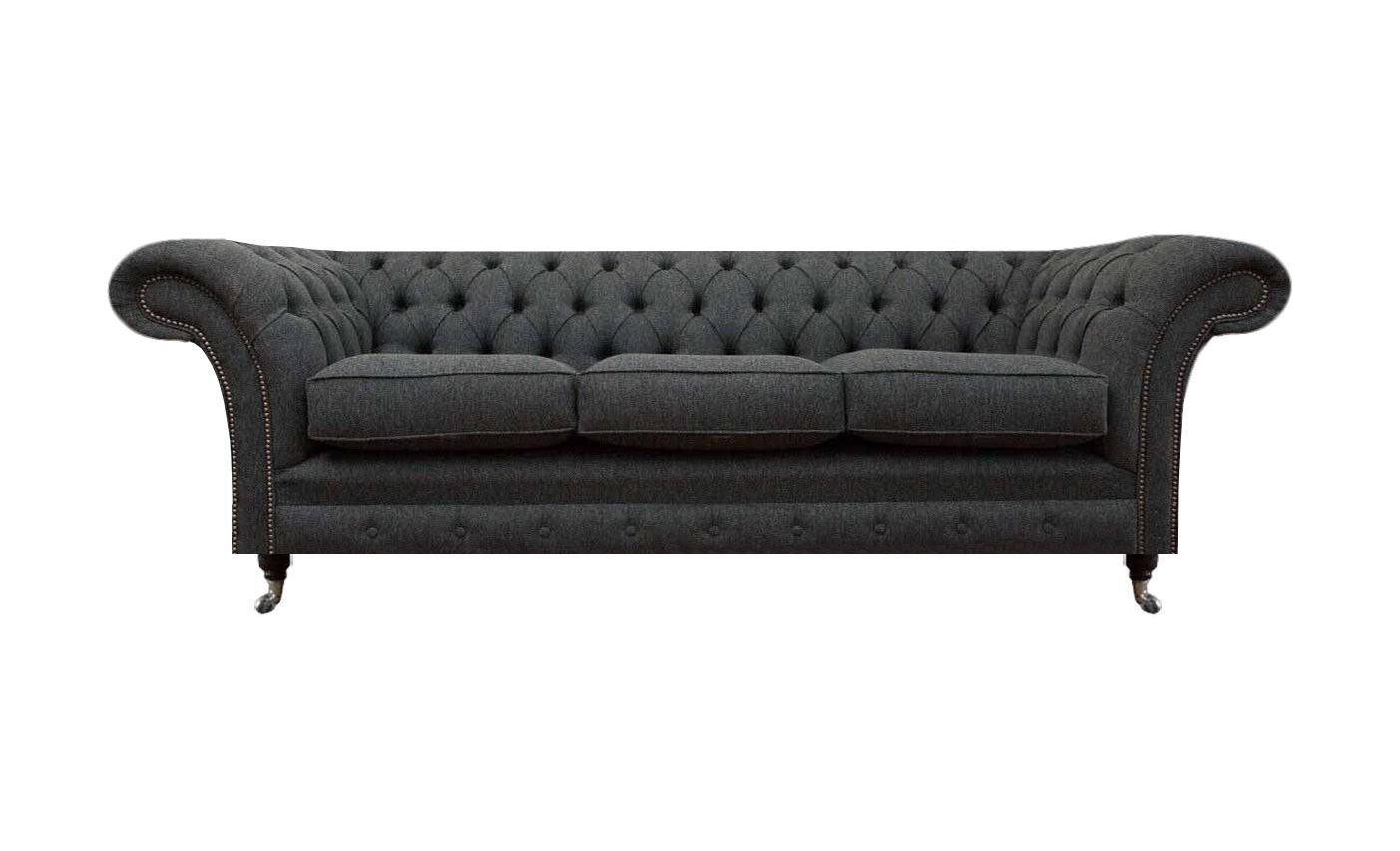 Xlmoebel Chesterfield-Sofa Dunkelgraue Chesterfield Couch aus hochwertigem Textil, Hergestellt in Europa