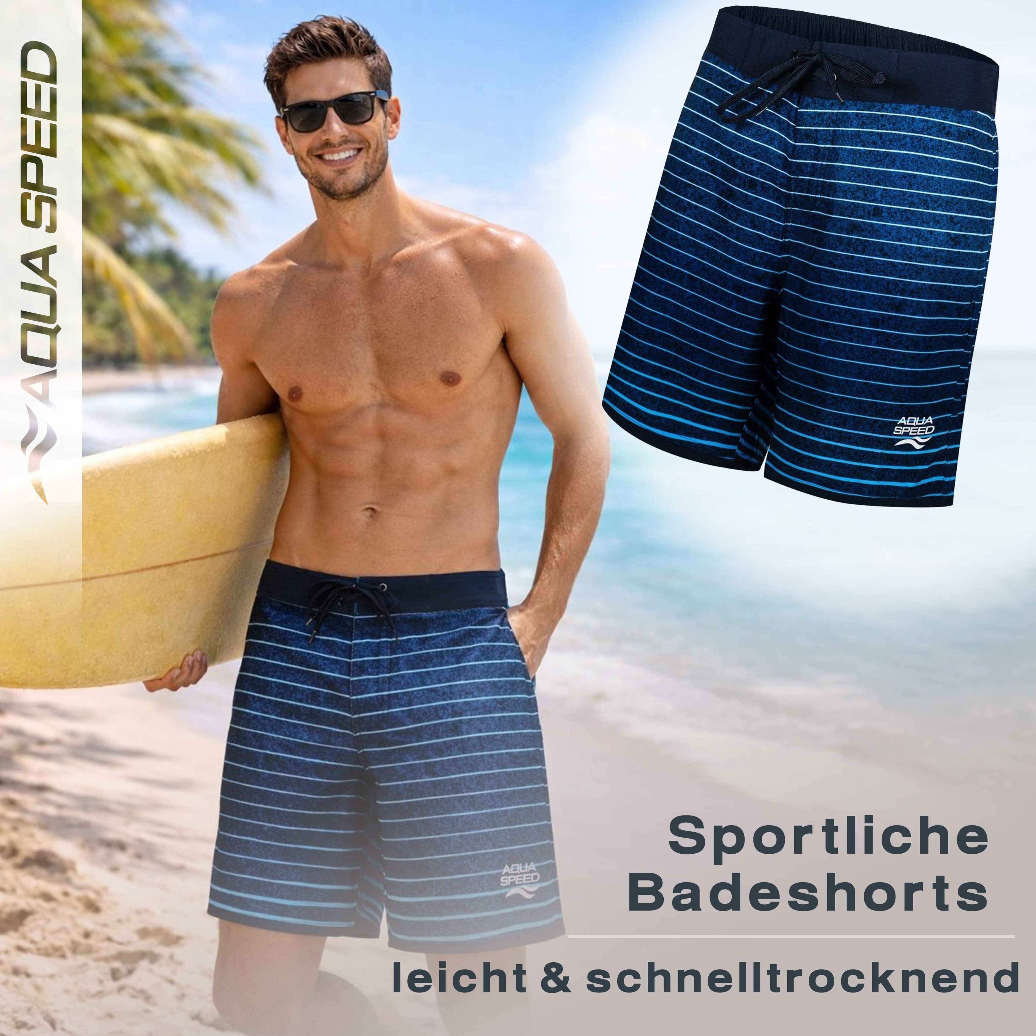 Aqua Speed Boardshorts (NOLAN Strandhose Schwimmhose Badeshorts Badehose Herren) Flexibler Stoff passt sich Bewegungen bei Freizeit optimal an