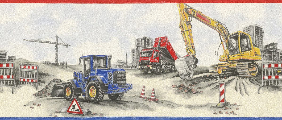Rasch Papiertapete Rasch Papierborte 293609 Kids & Teens II baustelle