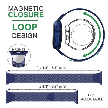 Nalia Smartwatch-Armband Apple Watch 38mm/40mm/41mm, Milanaise Metall Uhr Ersatzband / Magnet Verschluss / Edelstahl Loop