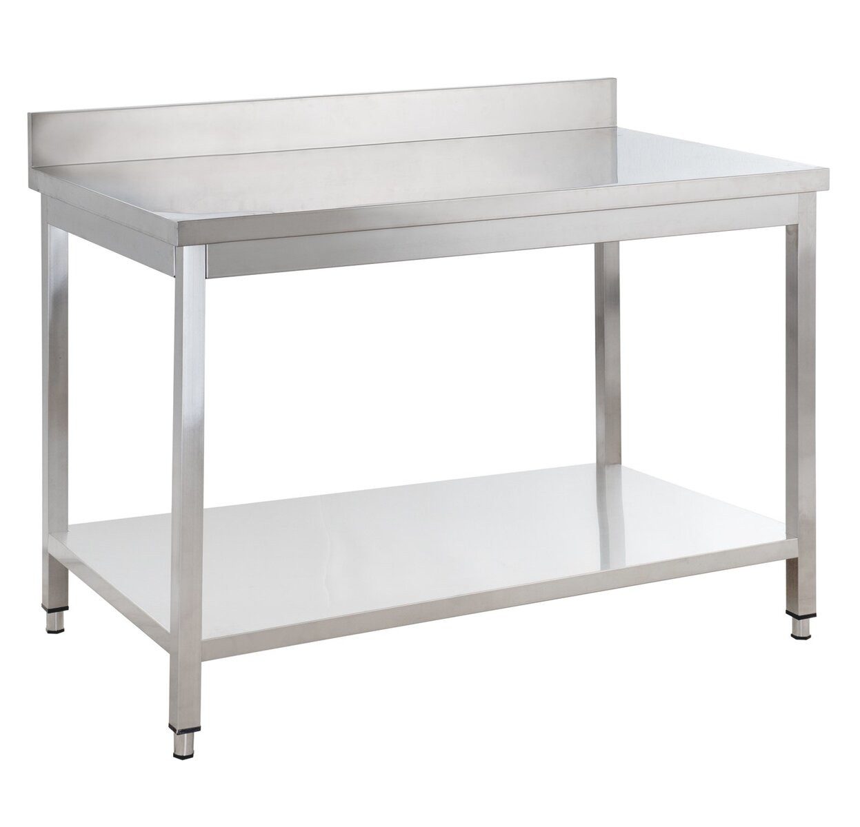GastroHero Arbeitstisch Edelstahl Arbeitstisch 120x60 cm mit Aufkantung & Grundboden