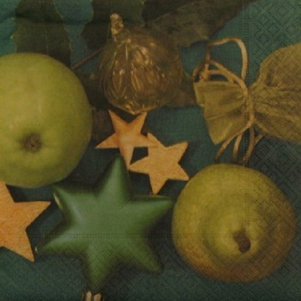 Paper+Design Papierserviette 20 LUNCH SERVIETTEN 33x33cm. WEIHNACHT APFEL STERN grün