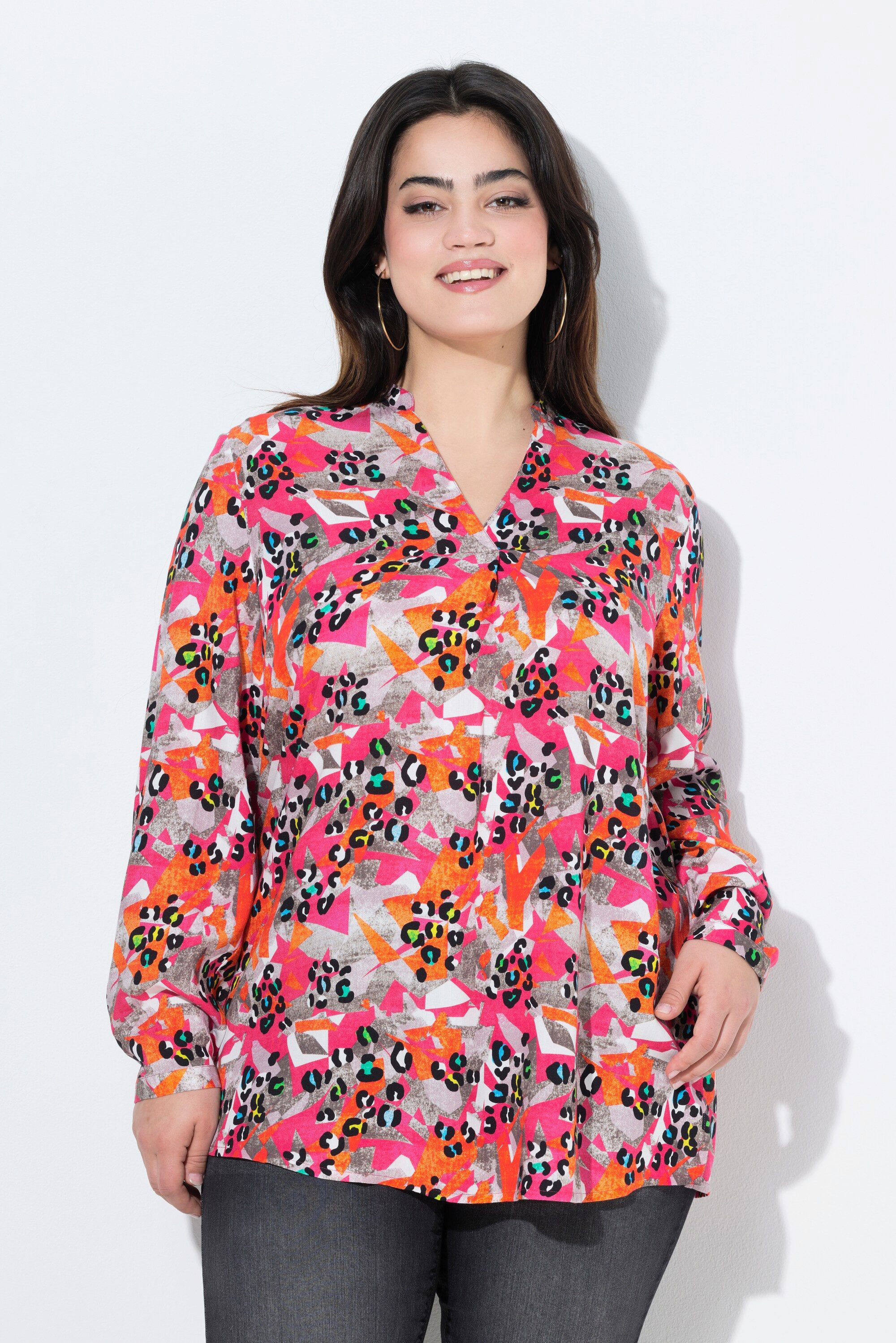 Angel of Style Tunika Tunika farbiger Leo-Druck Langarm günstig online kaufen