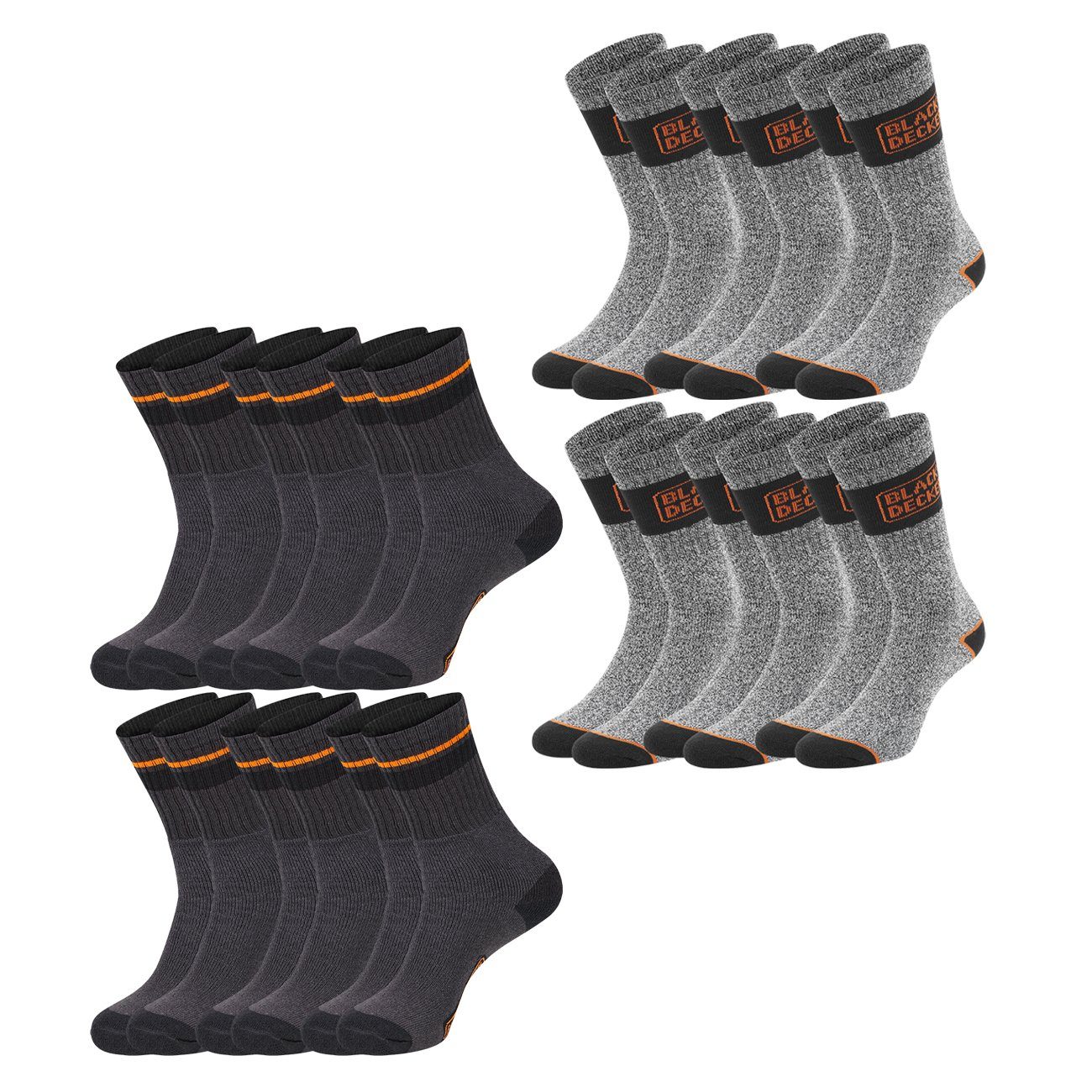 6 Paar Black/Grey & 6 Paar Grey Chiné