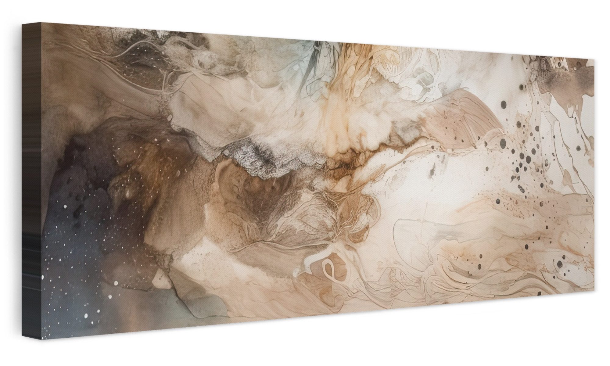 OneMillionCanvasses® Leinwandbild Panorama Abstrakt - Beige - Farbe - Kunst - Natur - Blumen, Fotodruck (1 St), Wandbild, Deko Schlafzimmer …