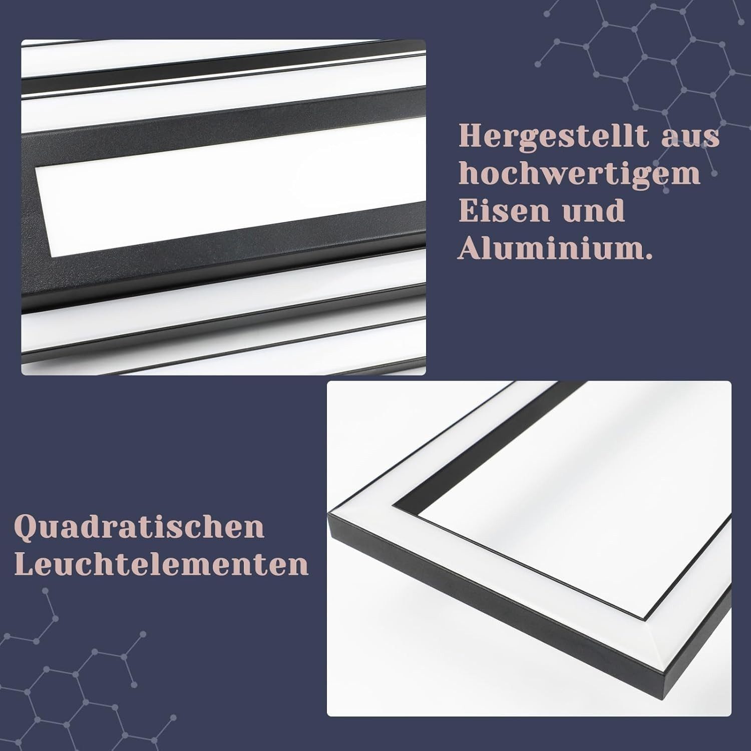 Nettlife LED Deckenleuchte Modern Dimmbar Schwarz 50W 95CM Geometrisch Deckenlampe 3000-6500K, Nicht Dimmbar, LED fest integriert, für Wohnzimmer Schlafzimmer K – Bild 5 von 5