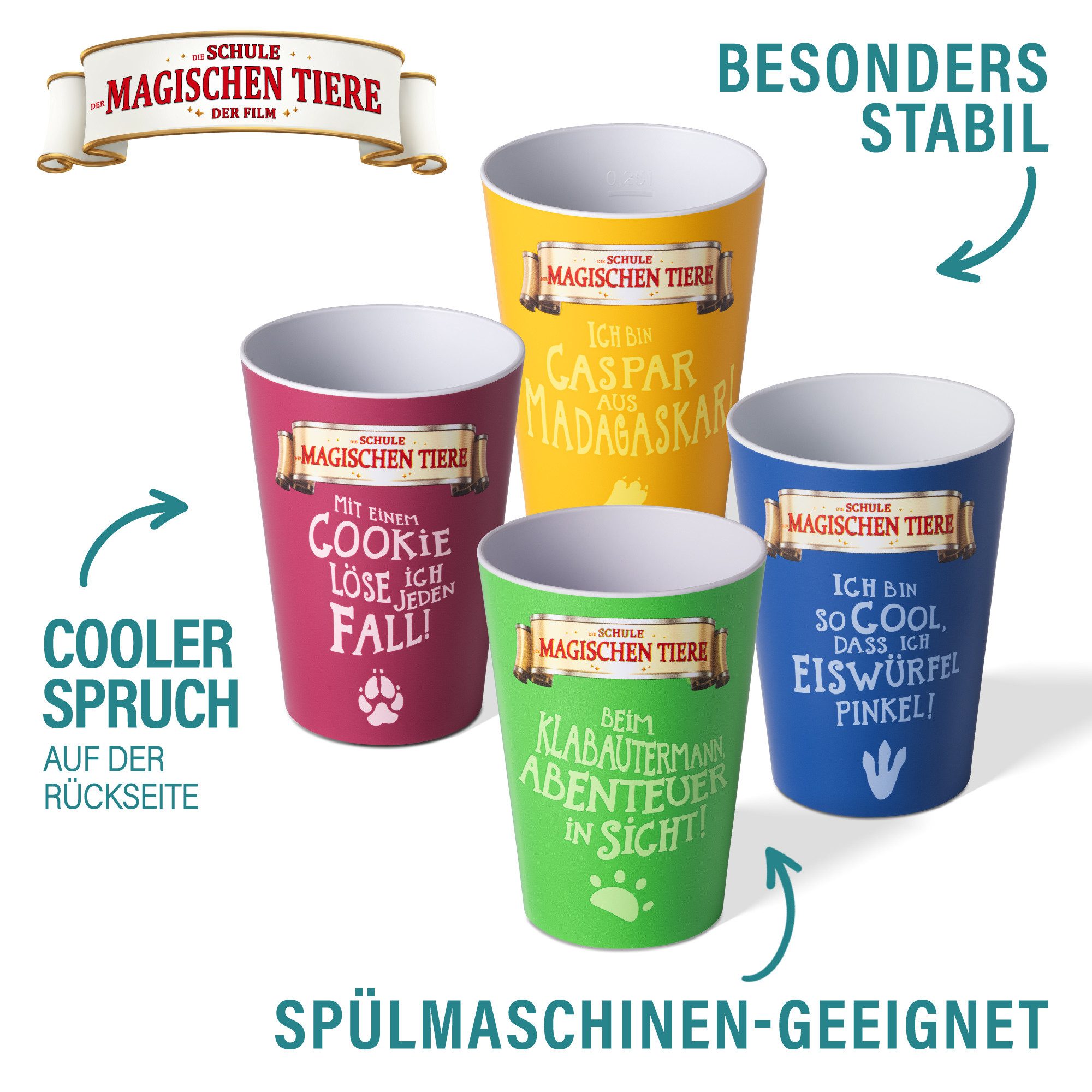 AWAVE® Becher AWAVE® Die Schule der magischen Tiere. Trink 250 ml, aus rPET, 4-tlg., rPET – Bild 3 von 5