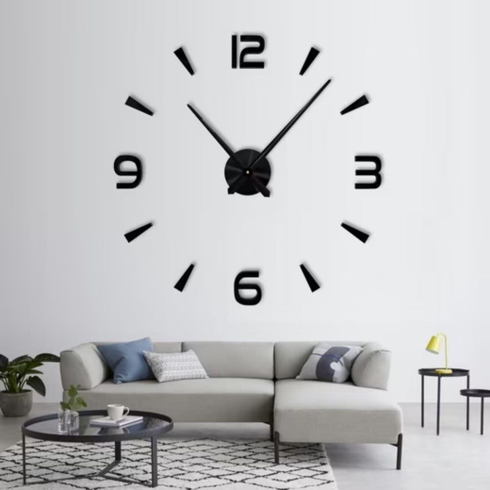 Ophy Wanduhr DIY Acryl Wanduhr (80–130 cm, frei wählbare Größe) (3D gespiegelte Zahlen, leise, im Digital-Stil)