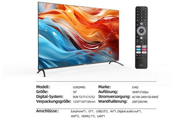 CHiQ U50QM8G QLED-Fernseher (126,00 cm/50 Zoll, 4K Ultra HD, QLED Google TV, Smart-TV, Quantum Dot 4K, HDR 10, Metall Rahmlos design, Google TV)