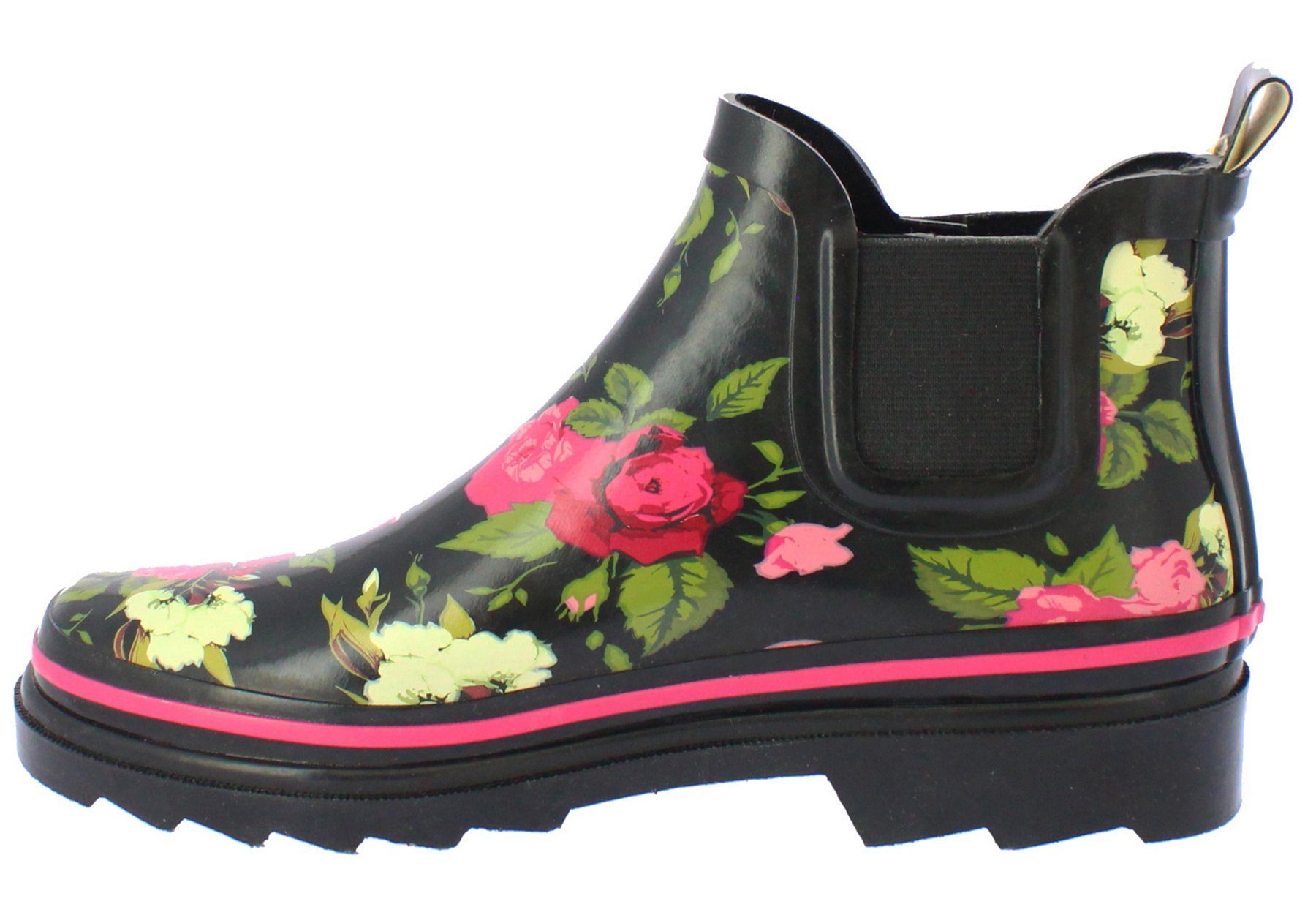 Beck Damen Chelsea Gummistiefel Wild Roses Gummistiefel (Tolle Passform) leichtes An- und Ausziehen, modisch