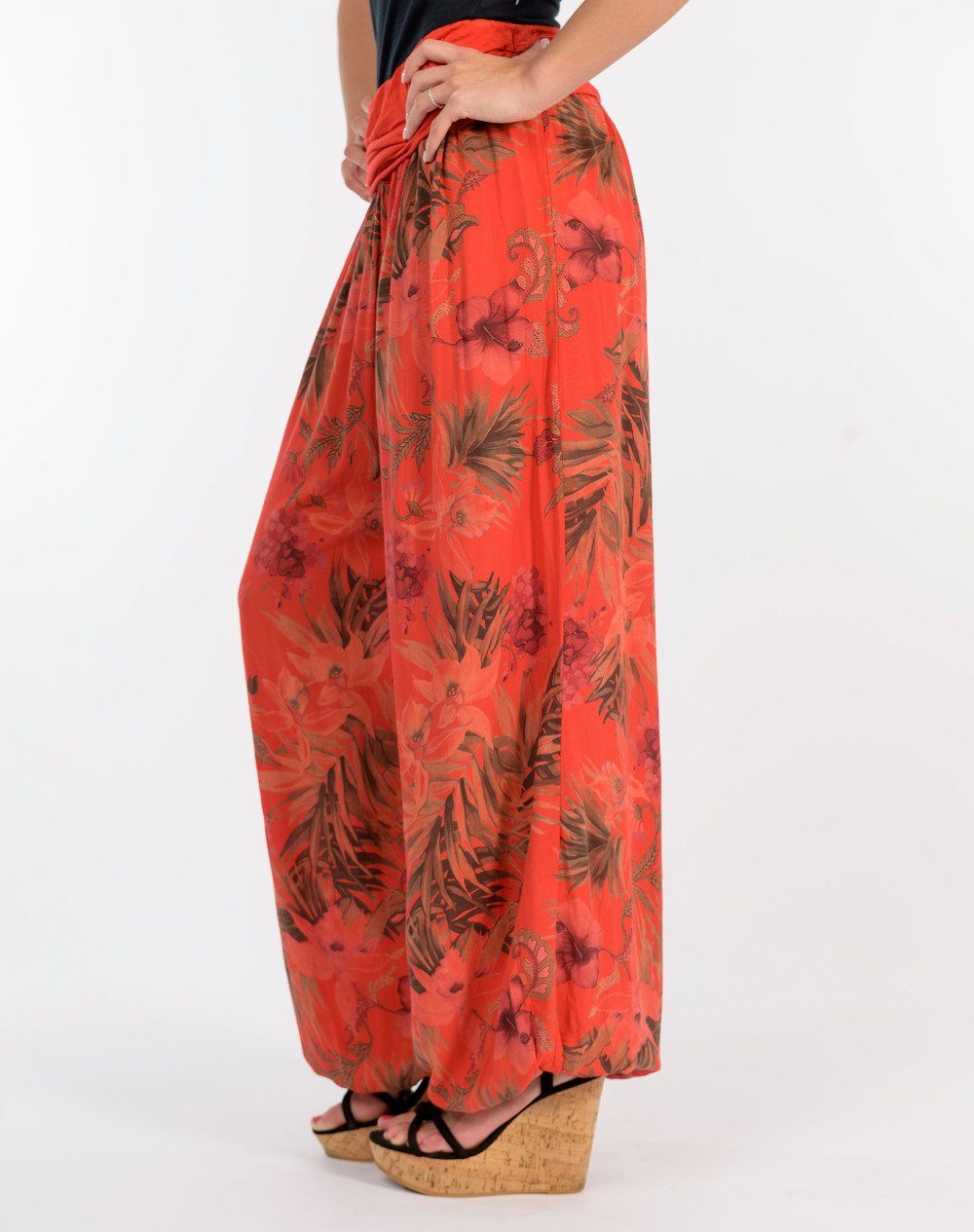 mit floralem Haremshose Aladinhose more fashion Muster malito 8939 Einheitsgröße rot than