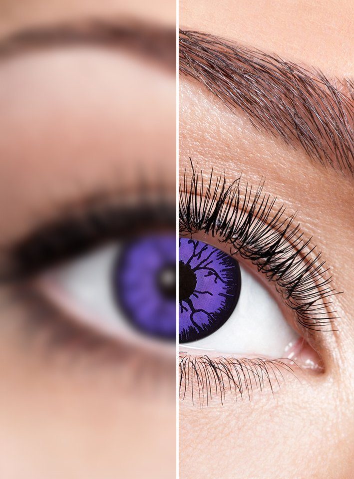 Metamorph Motivlinsen Purple Witch mit Dioptrien, Eine farbige Kontaktlinse mit Stärke