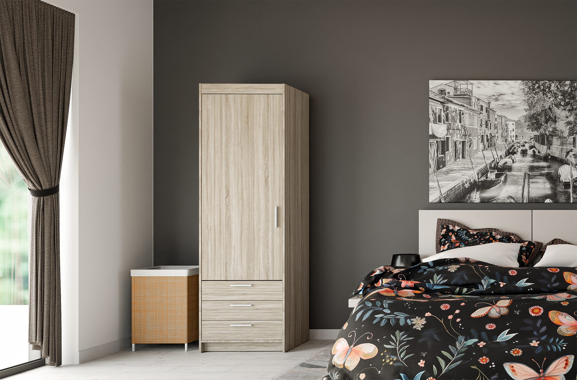 Beautysofa Drehtürenschrank ELENA 1D mit Schubladen günstig online kaufen