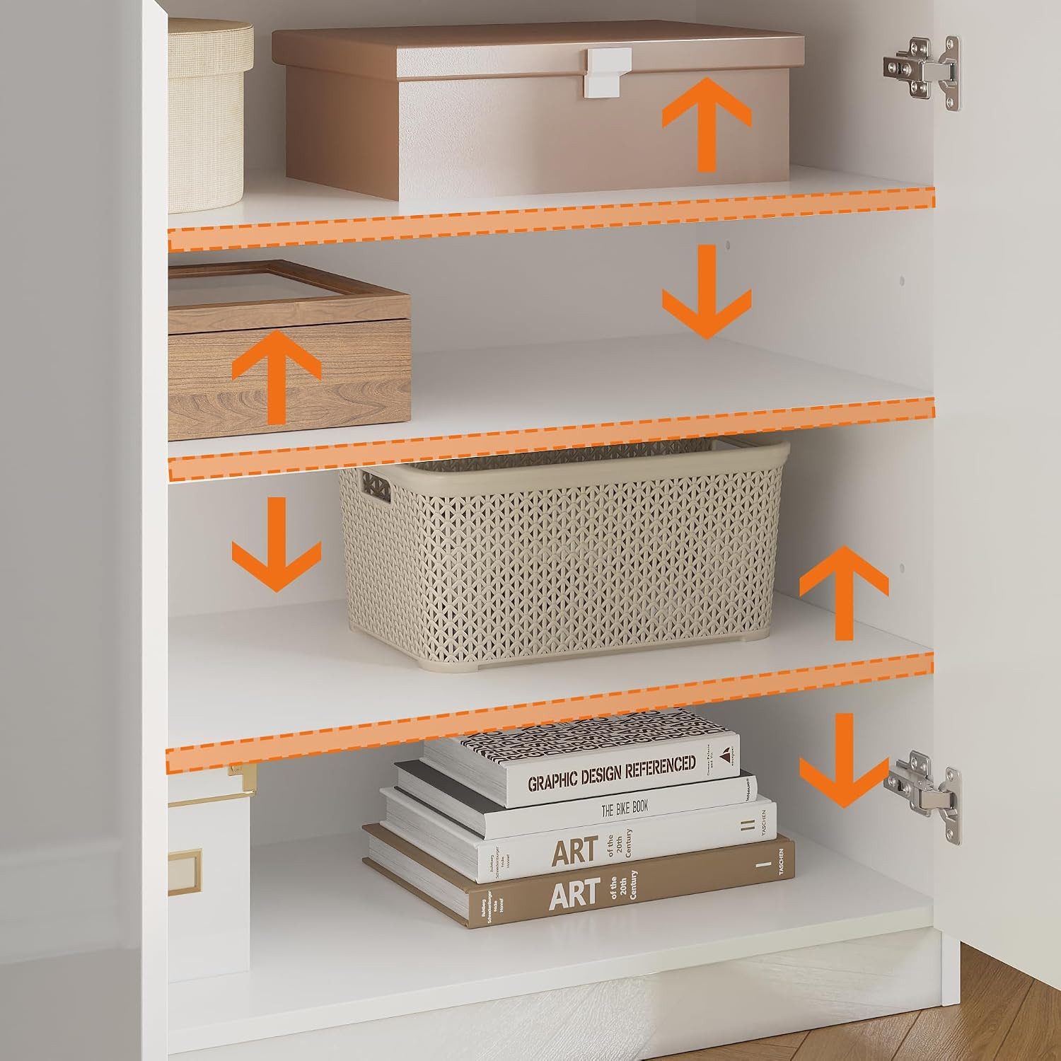 FUFU&GAGA Kommode Weiß PET Hochglanz Serie, 80-180 cm breit, Kommode Modern – Bild 3 von 5