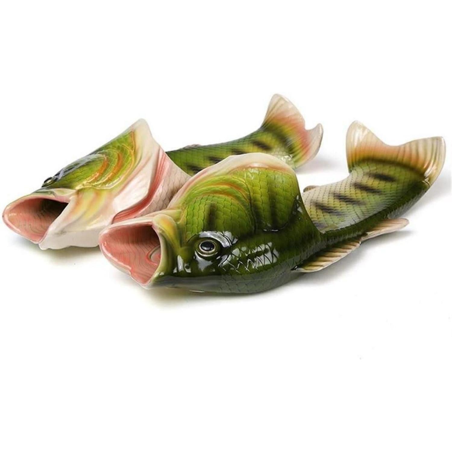 LuxusKollektion Hausschuhe Fisch Strand Simulation 40 41 EU Grün Hausschuh