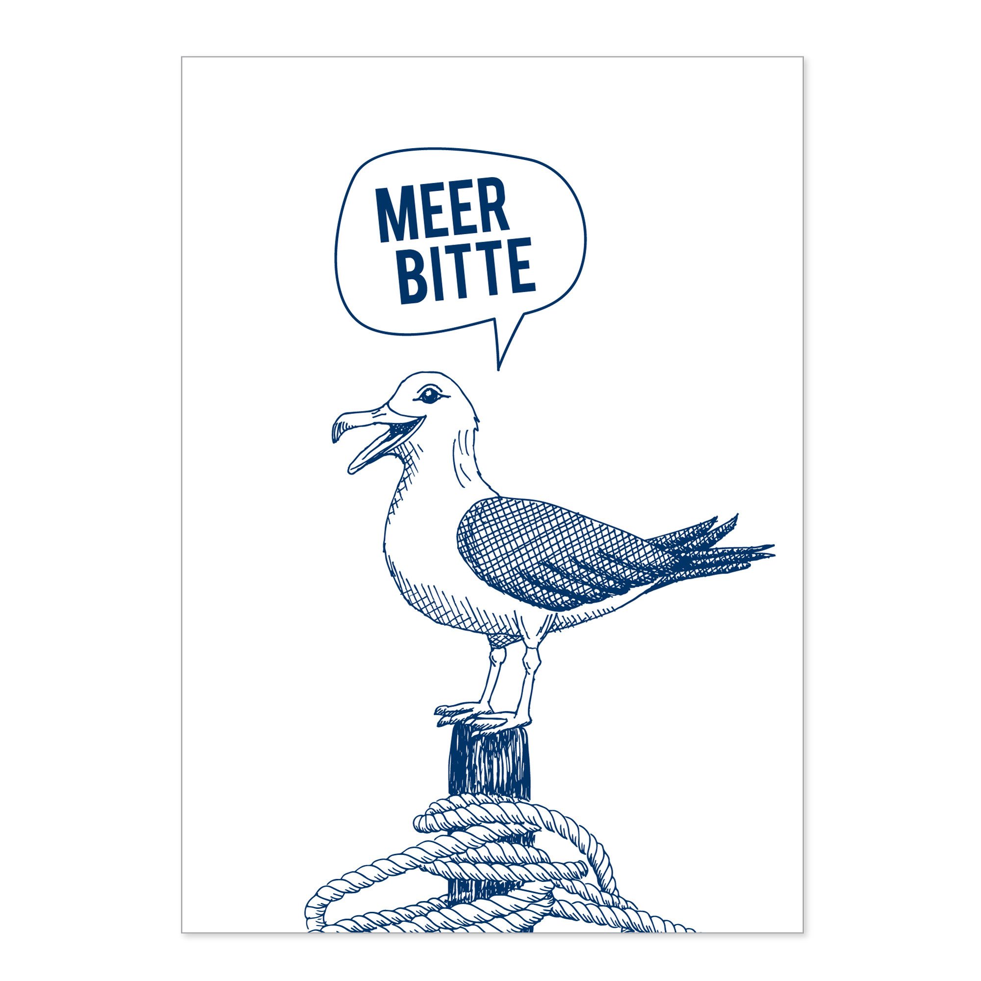 Postkarte Maritime Postkarte "Meer Bitte - Möwe" aus Recyclingpapier