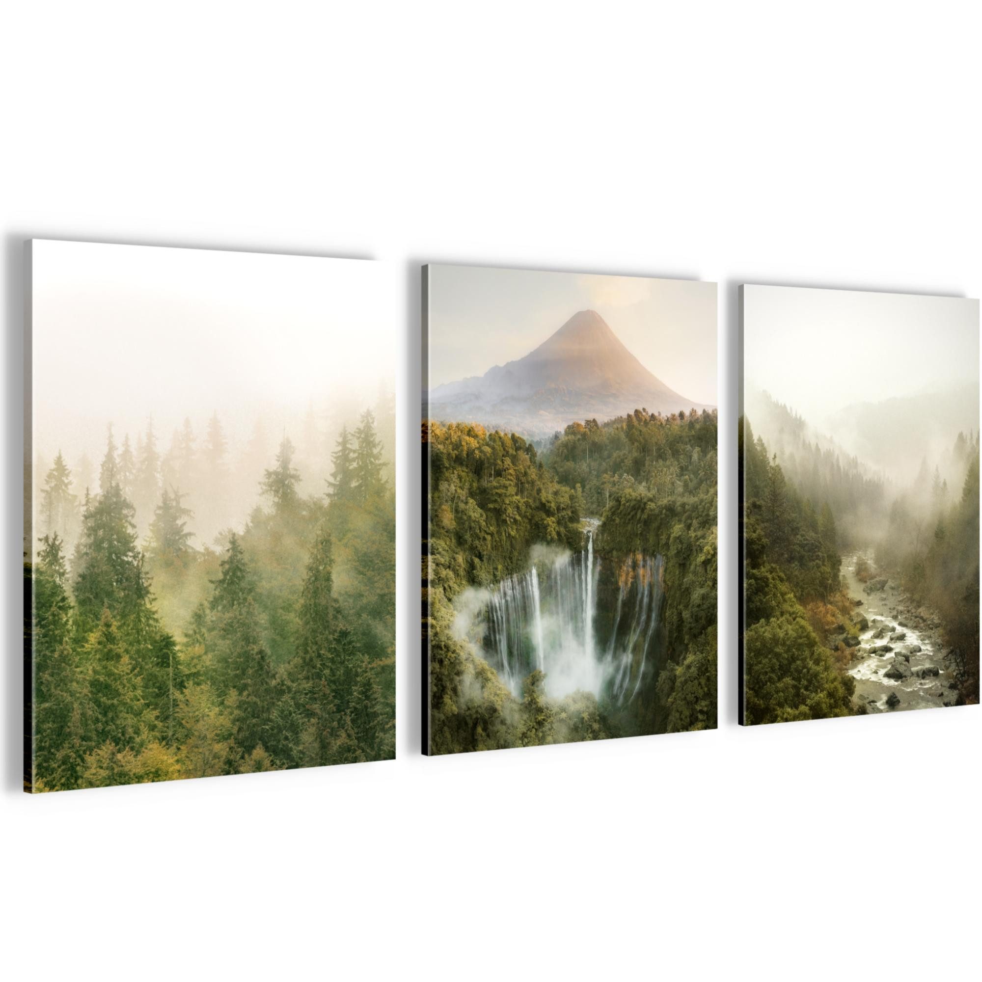 Novart Wandbild Natur Berge AUFHÄNGFERTIG Flur Deko 3 Wald Landschaft N036635b, 30 x 40 cm - 3 Bilder