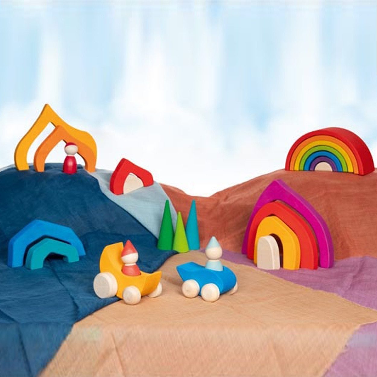 goki Greifspielzeug Greiffahrzeuge Tröpfchen und Mondfahrt 2er Set (spar-packung, 4-tlg), für ein angenehmes Spielgefühl